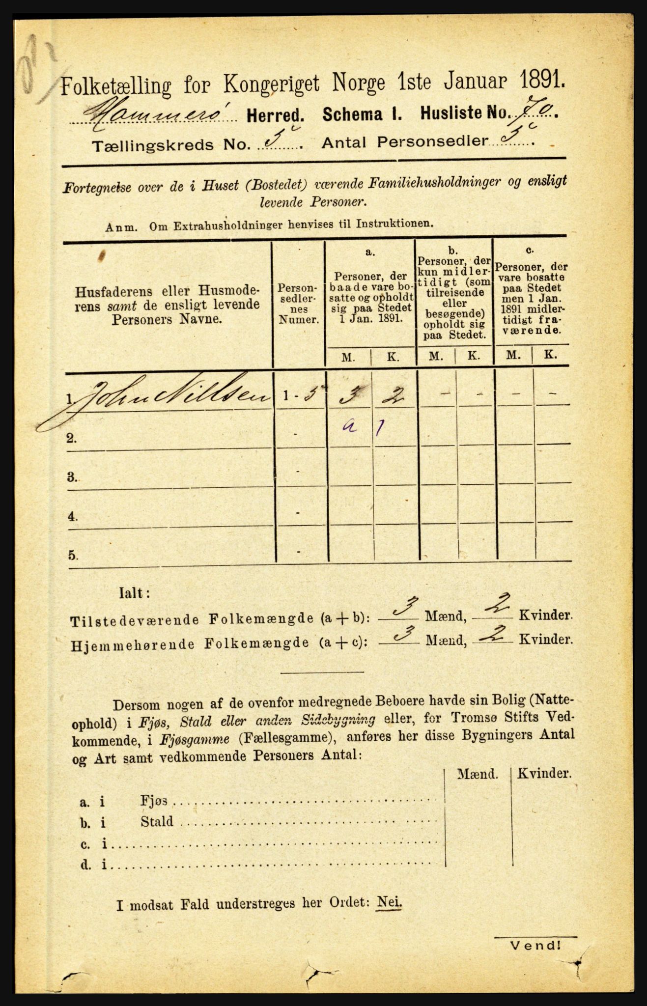 RA, 1891 census for 1849 Hamarøy, 1891, p. 2477