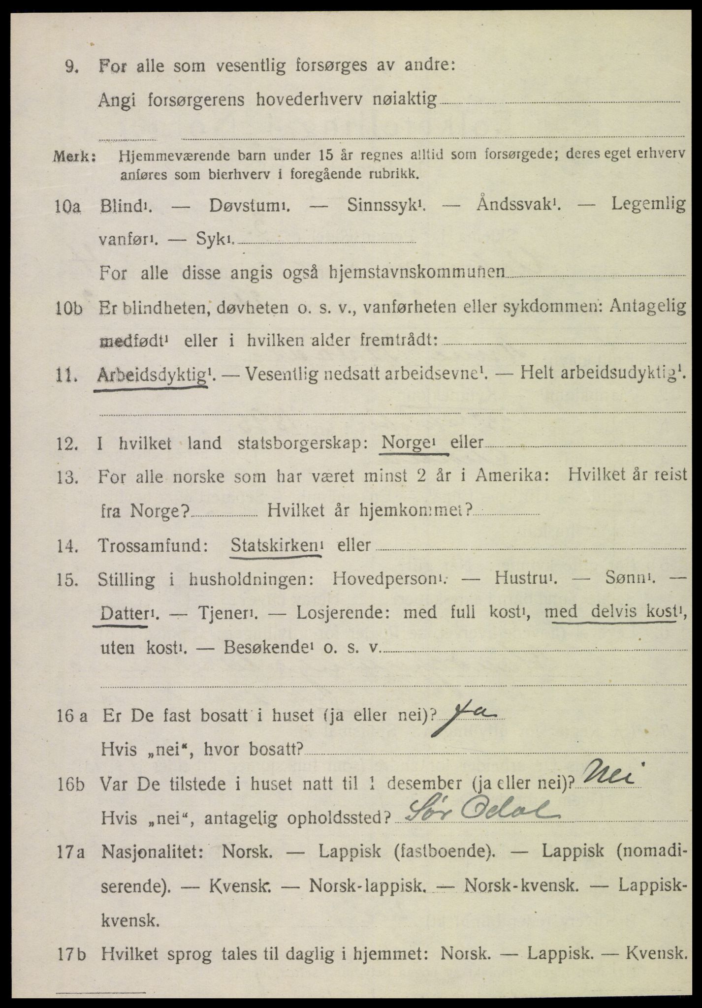 SAT, 1920 census for Vikna, 1920, p. 4390