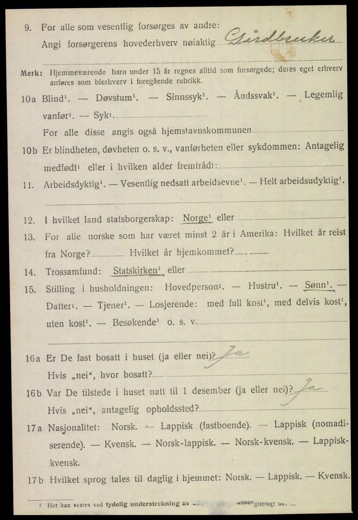 SAT, 1920 census for Nordvik, 1920, p. 3141