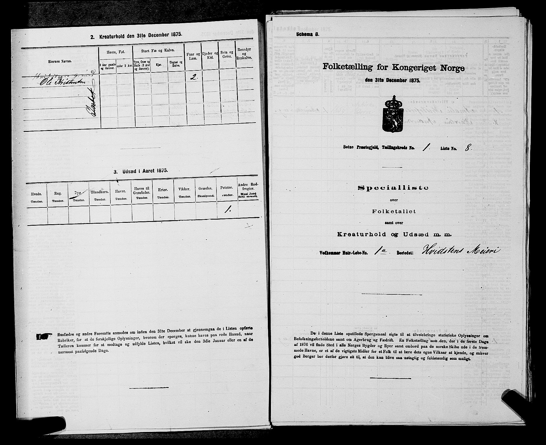 SAKO, 1875 census for 0715P Botne, 1875, p. 60