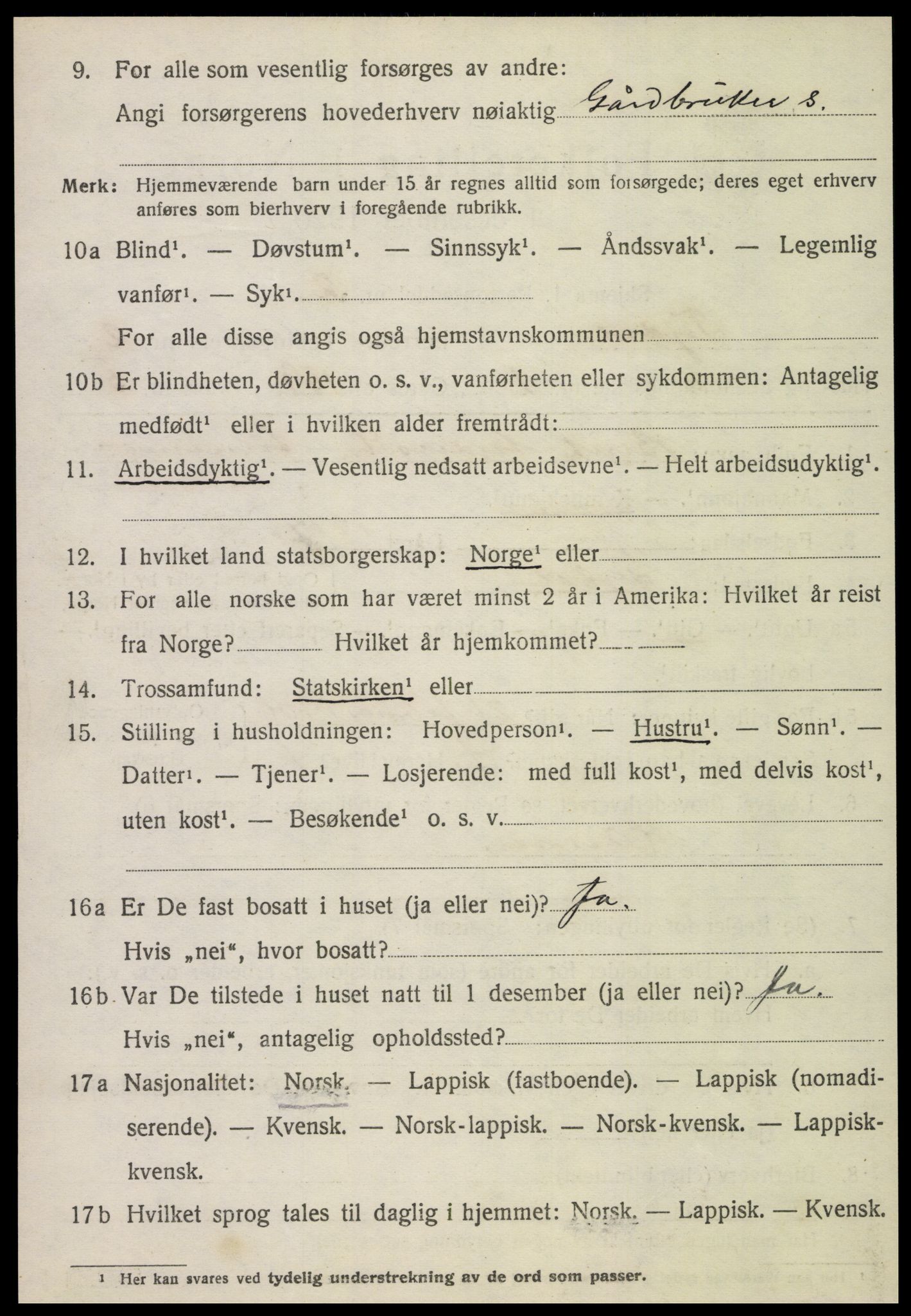 SAT, 1920 census for Tydal, 1920, p. 570