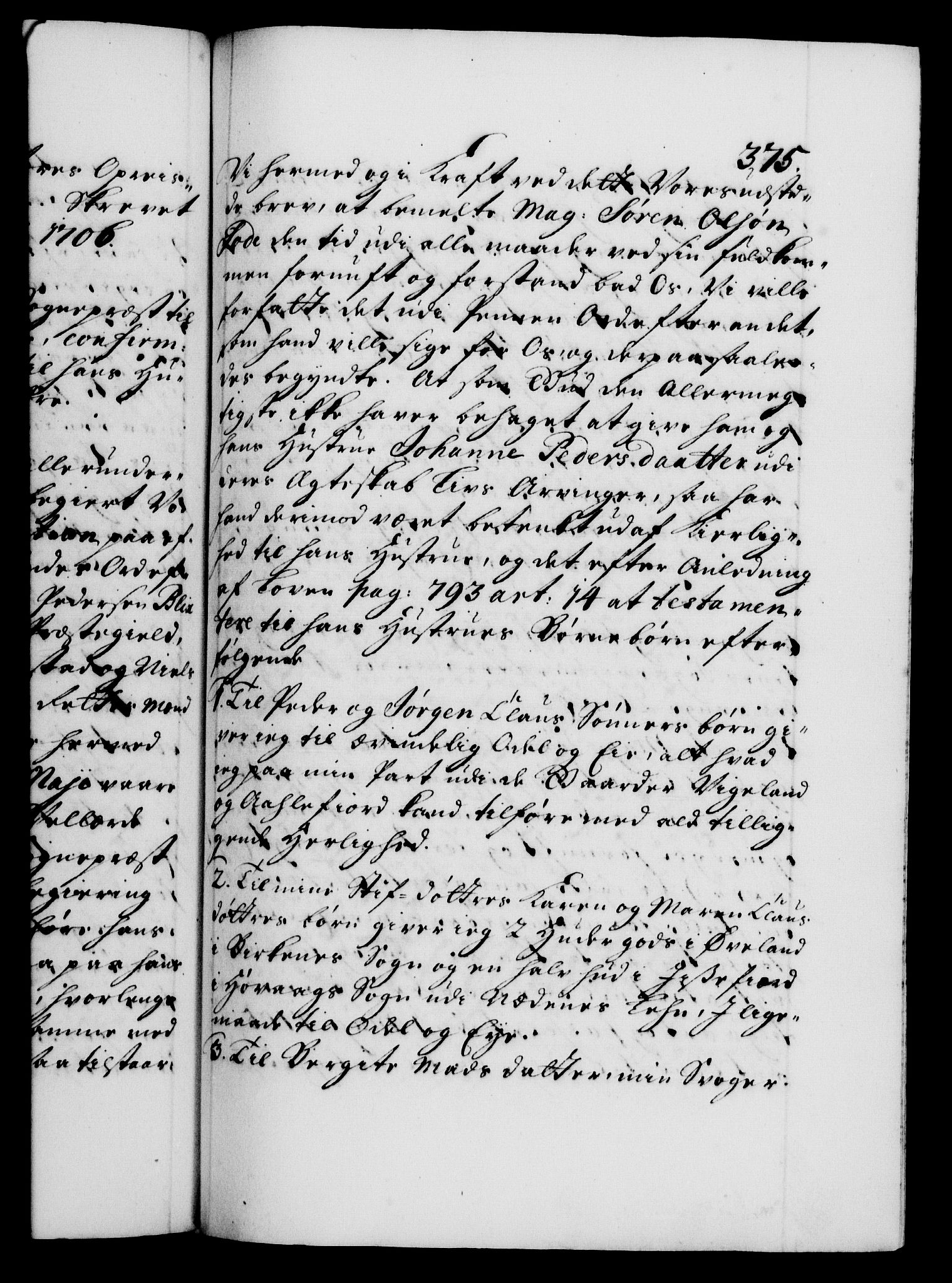 Danske Kanselli 1572-1799, AV/RA-EA-3023/F/Fc/Fca/Fcaa/L0019: Norske registre, 1704-1707, p. 375a