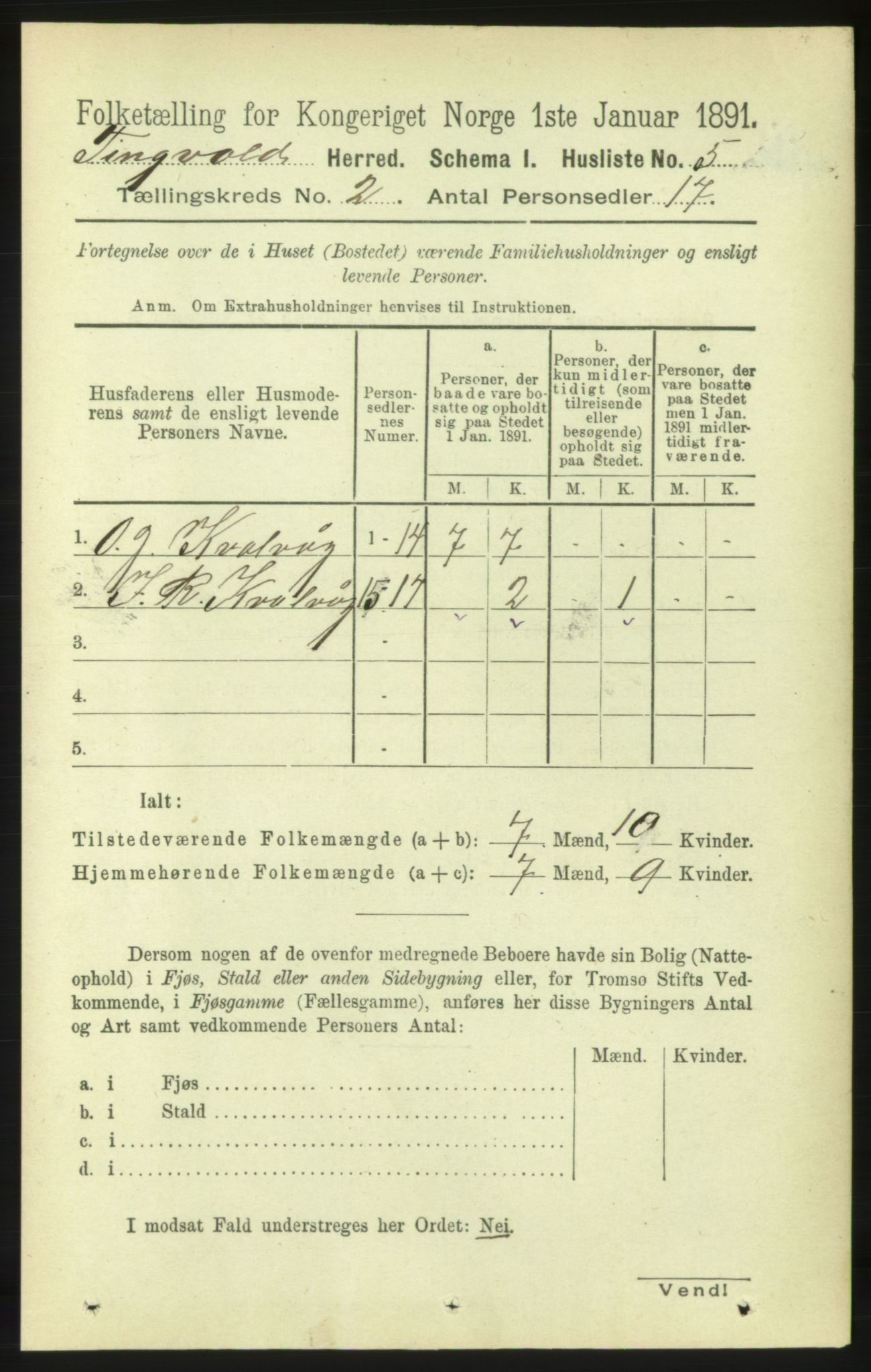 RA, 1891 census for 1560 Tingvoll, 1891, p. 526