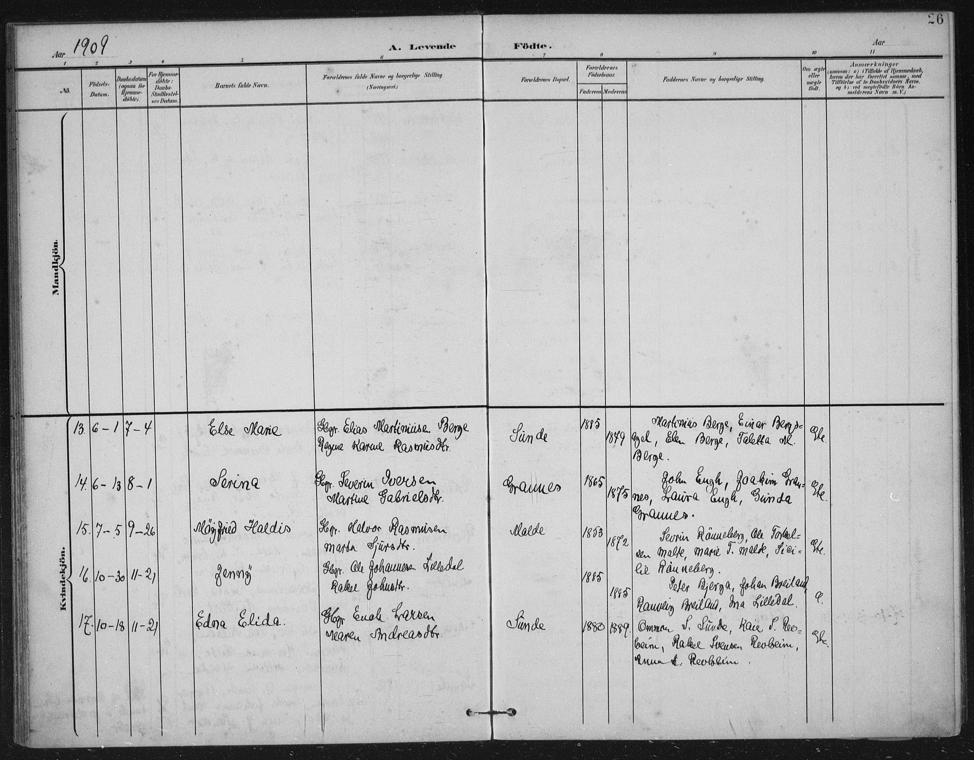 Håland sokneprestkontor, AV/SAST-A-101802/002/B/L0001: Parish register (official) no. A 13, 1901-1923, p. 26