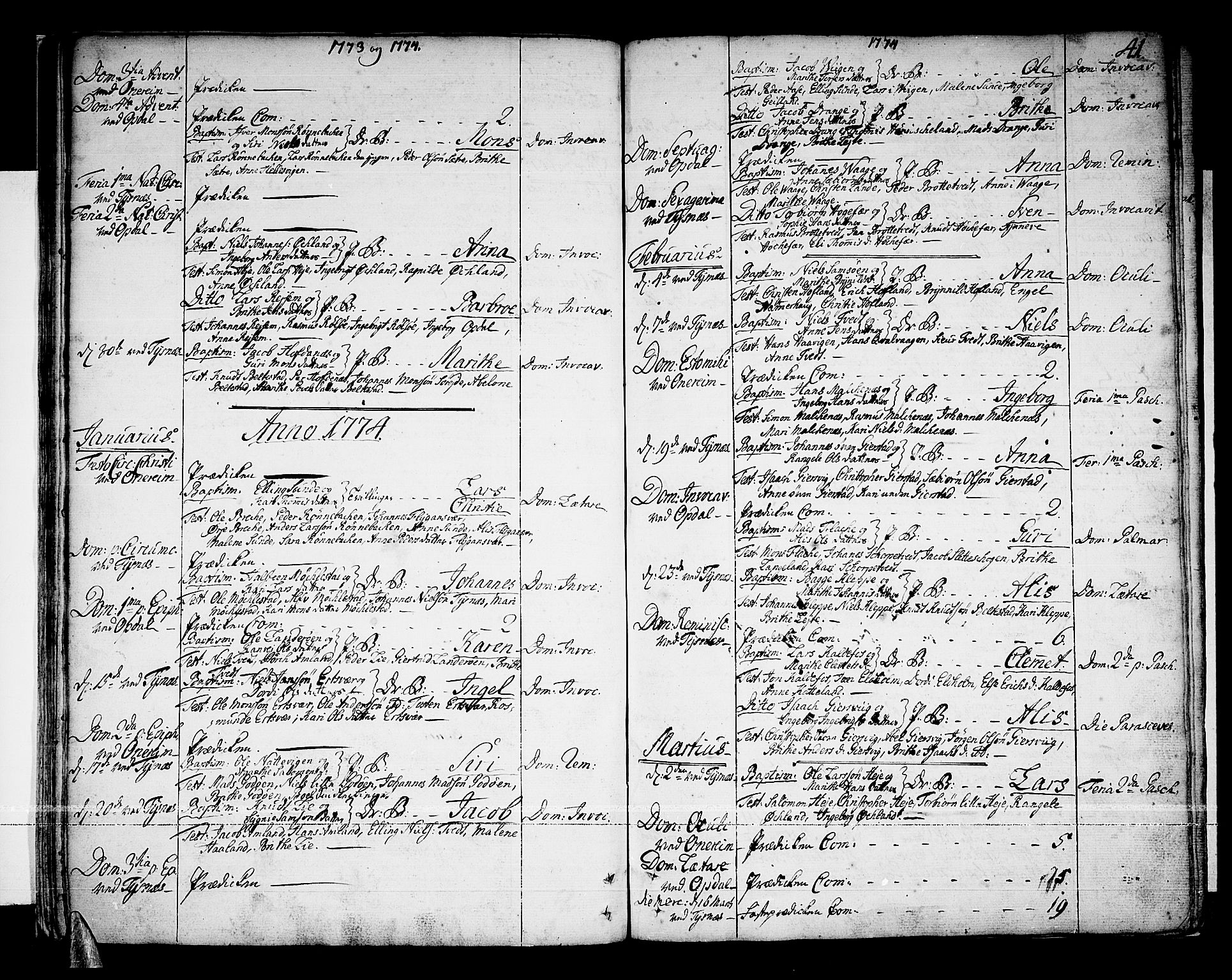 Tysnes sokneprestembete, SAB/A-78601/H/Haa: Parish register (official) no. A 5, 1762-1793, p. 41