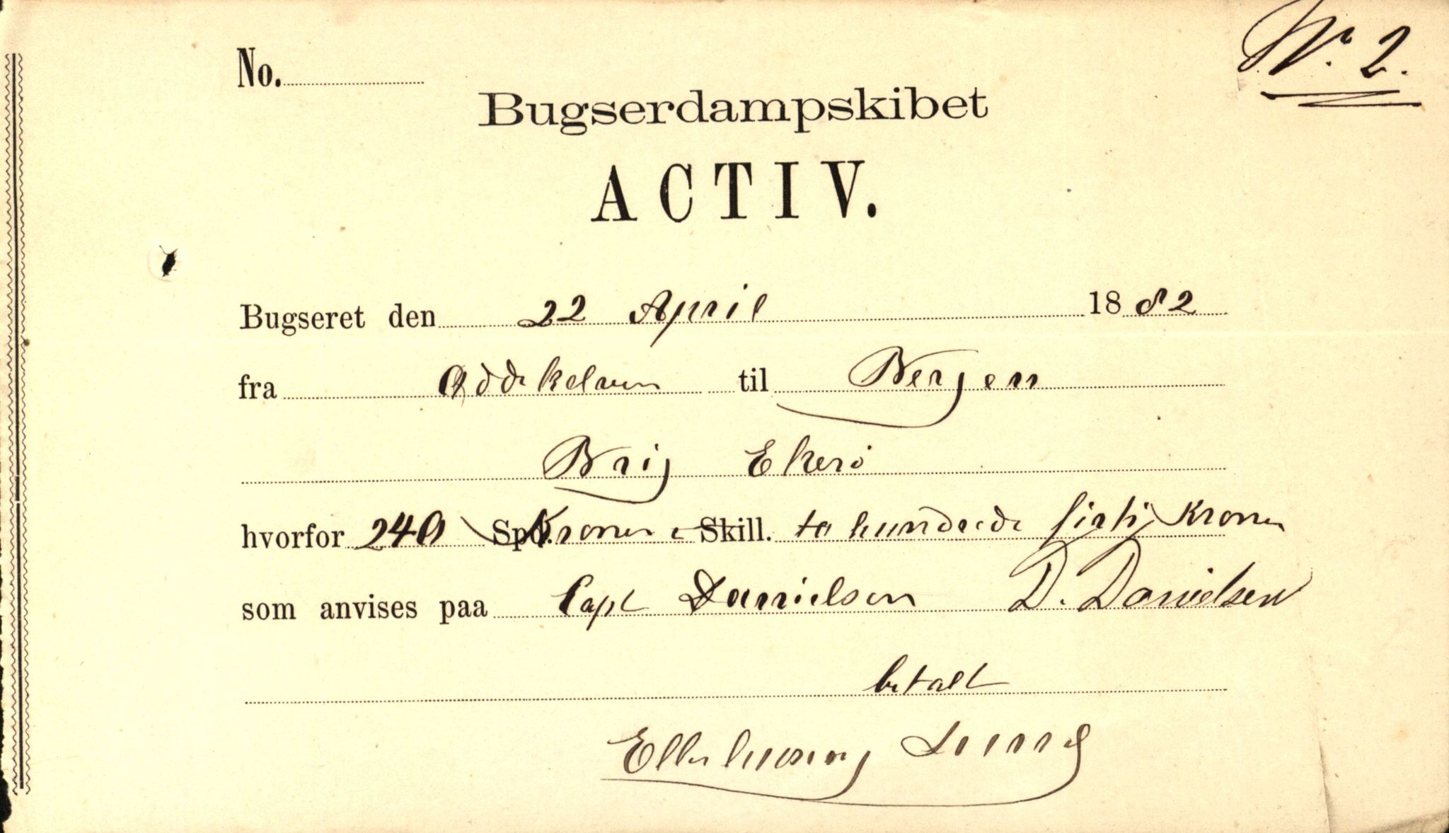 Pa 63 - Østlandske skibsassuranceforening, VEMU/A-1079/G/Ga/L0015/0003: Havaridokumenter / Egerøen, 1882