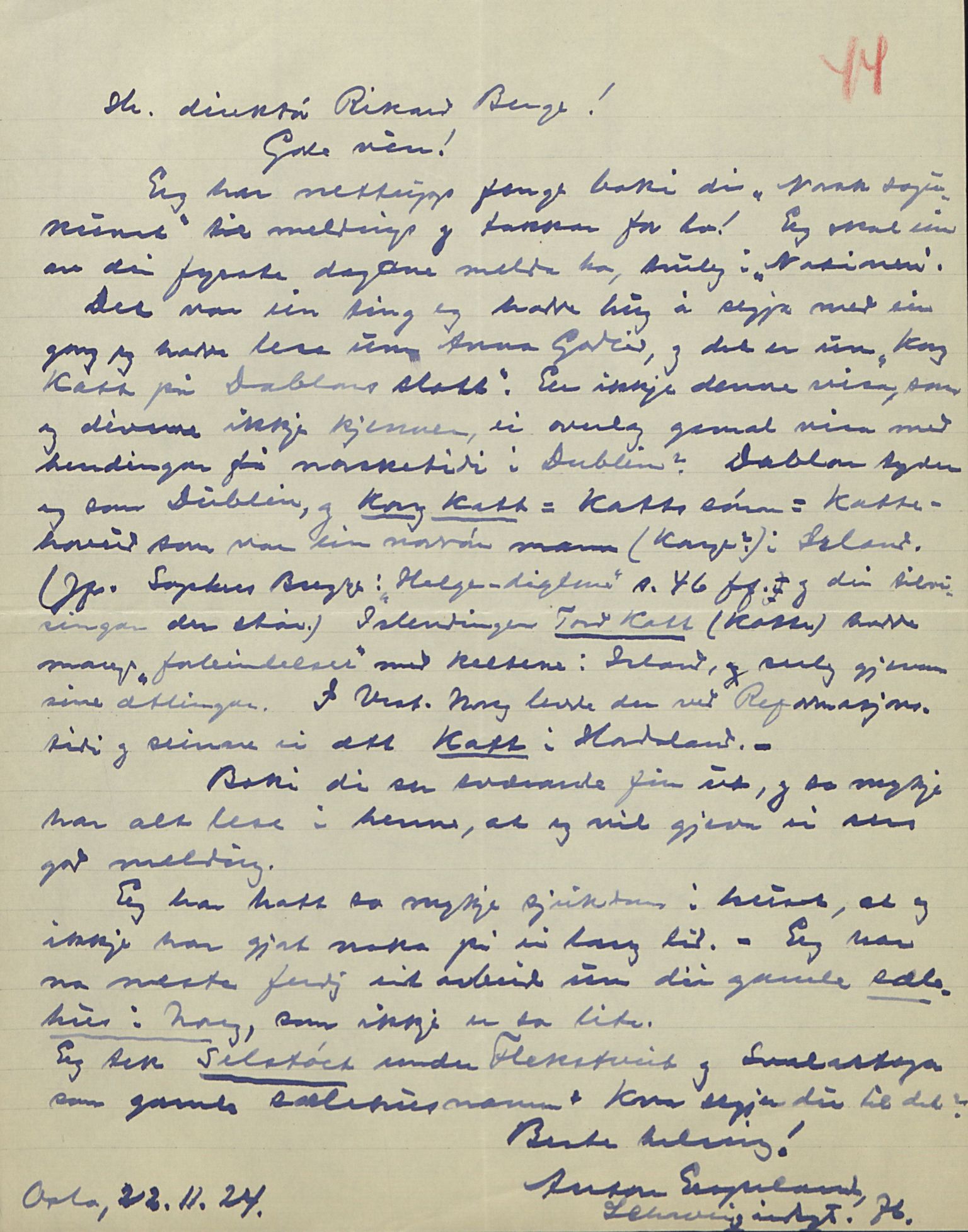 Rikard Berge, TEMU/TGM-A-1003/F/L0016/0023: 529-550 / 550 Slekt- og personalhistorie, om drikkehorn og eventuelt andre gjenstander, 1916-1926, p. 44