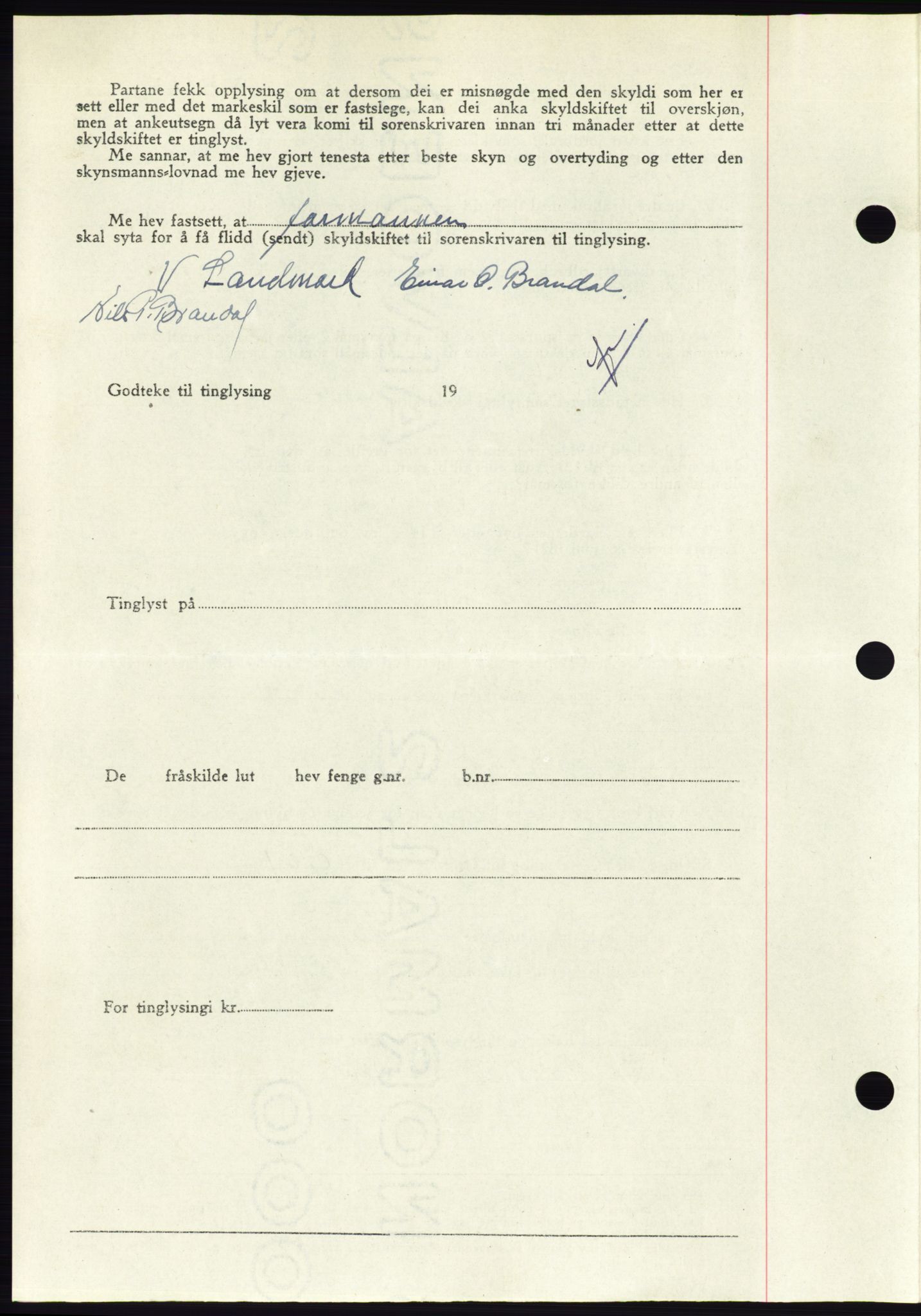 Søre Sunnmøre sorenskriveri, AV/SAT-A-4122/1/2/2C/L0081: Mortgage book no. 7A, 1947-1948, Diary no: : 1185/1947