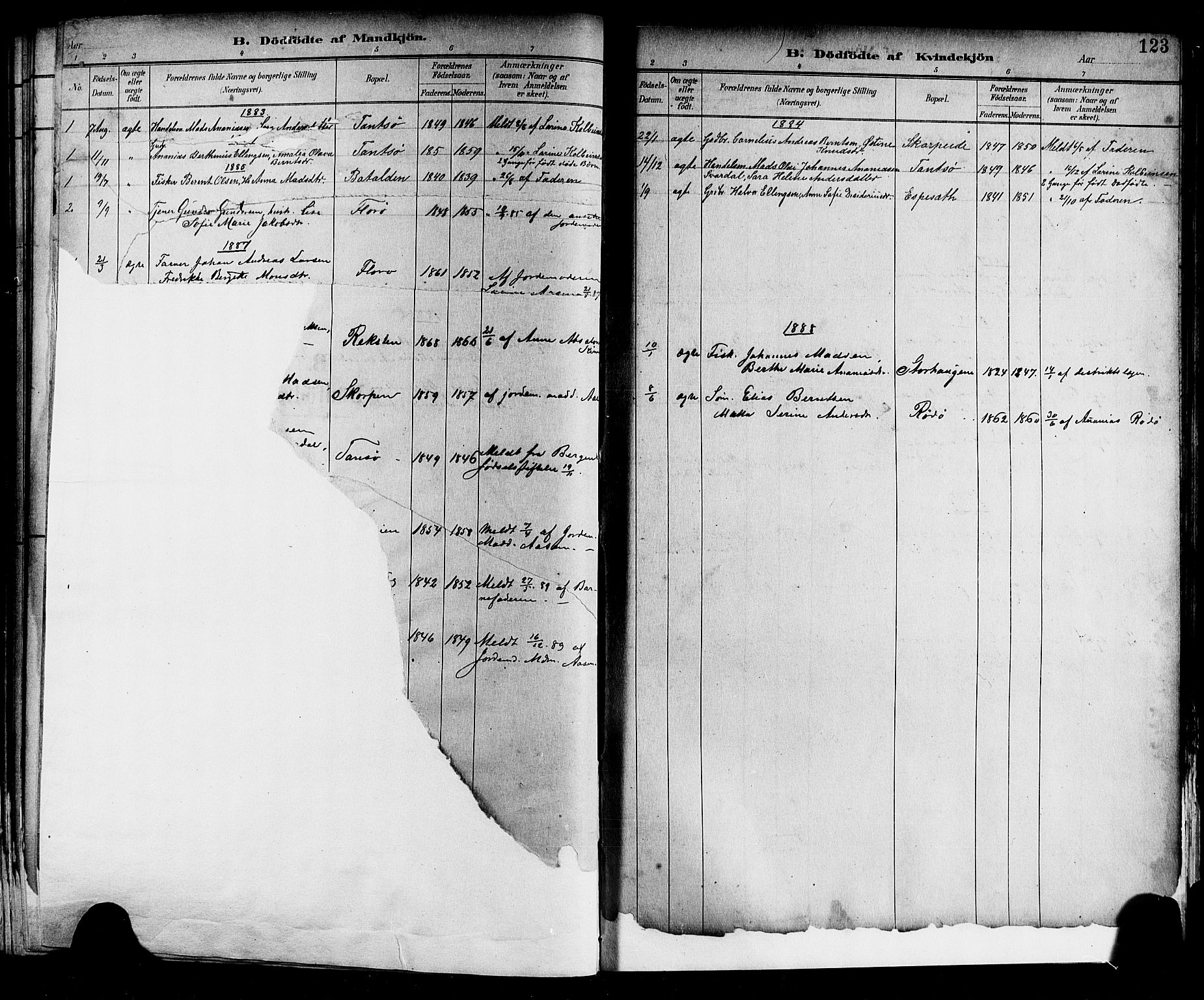 Kinn sokneprestembete, SAB/A-80801/H/Hab/Haba/L0002: Parish register (copy) no. A 2, 1882-1906, p. 123