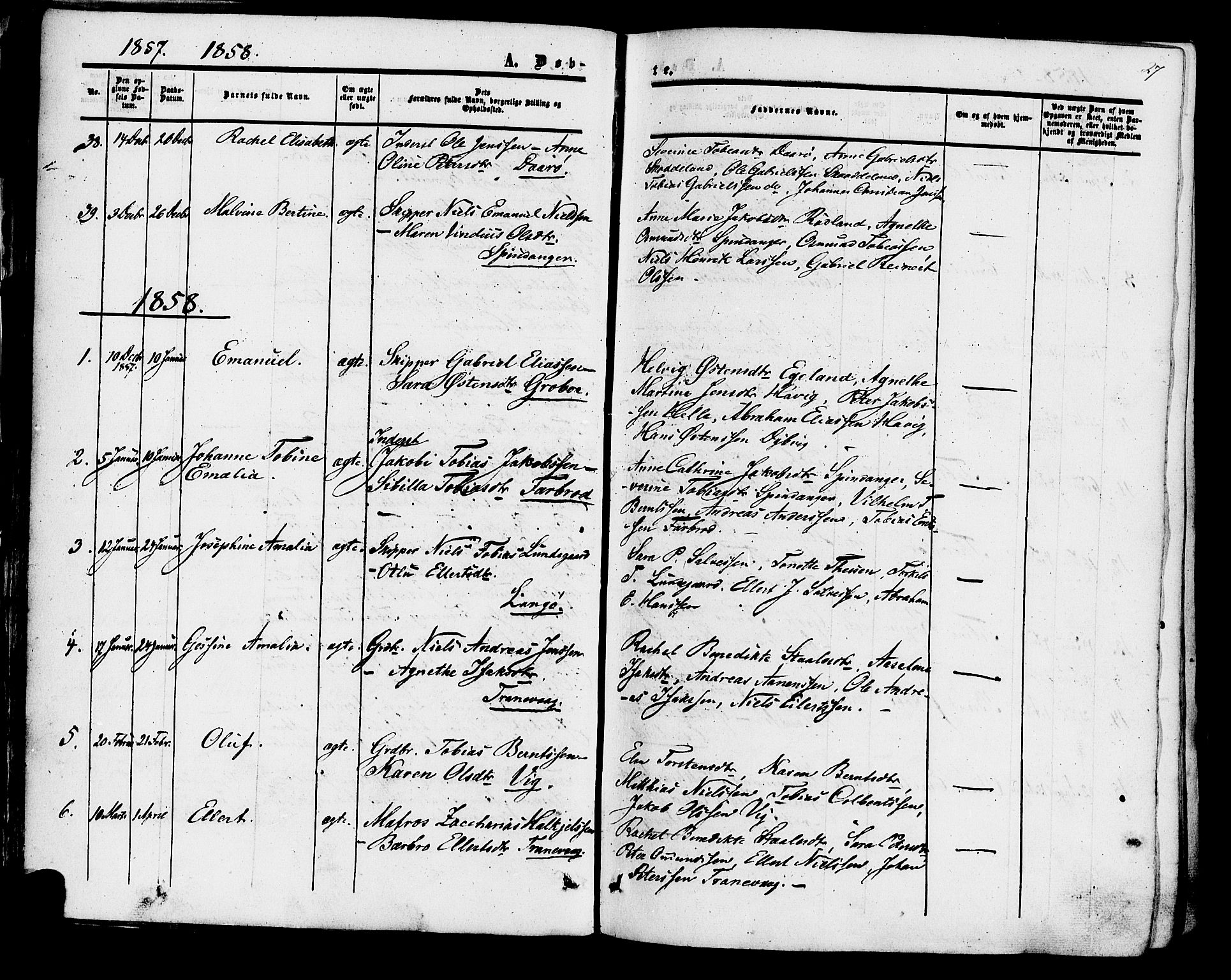 Herad sokneprestkontor, SAK/1111-0018/F/Fa/Fab/L0004: Parish register (official) no. A 4, 1853-1885, p. 27