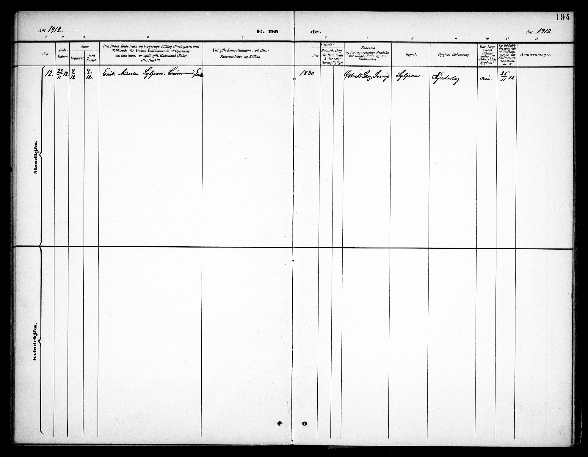 Høland prestekontor Kirkebøker, SAO/A-10346a/F/Fb/L0003: Parish register (official) no. II 3, 1897-1912, p. 194