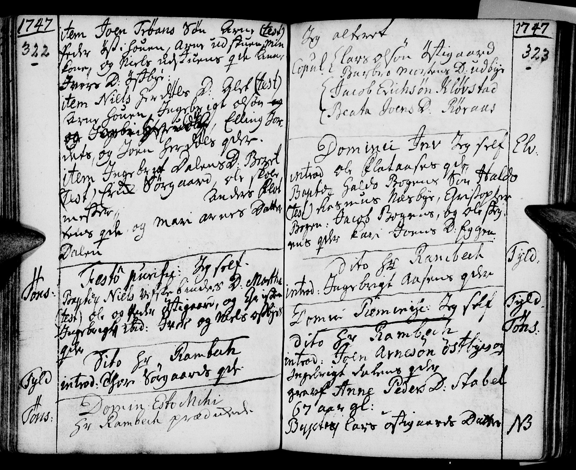 Tynset prestekontor, SAH/PREST-058/H/Ha/Haa/L0002: Parish register (official) no. 2, 1737-1767, p. 322-323