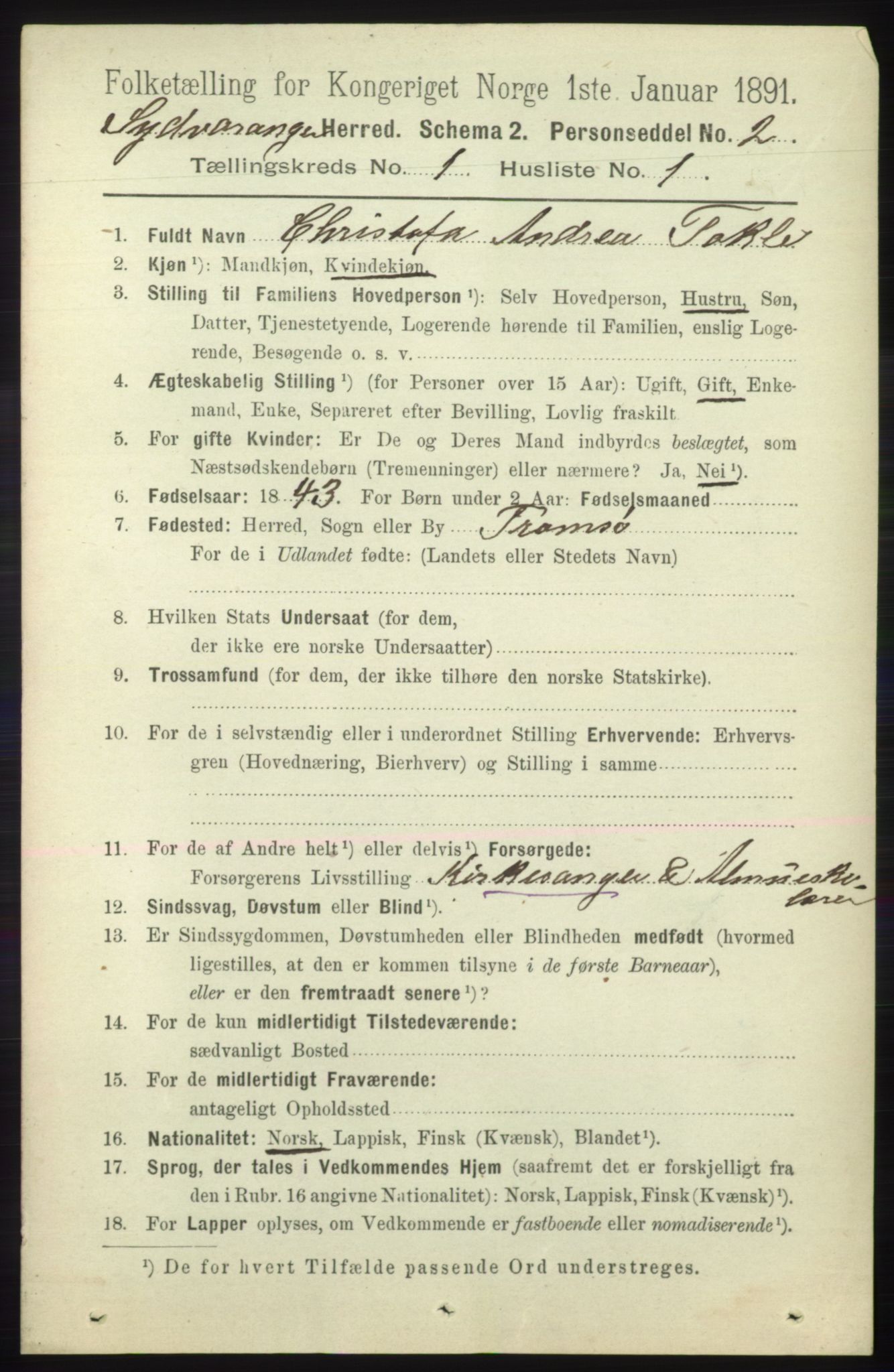 RA, 1891 census for 2030 Sør-Varanger, 1891, p. 63