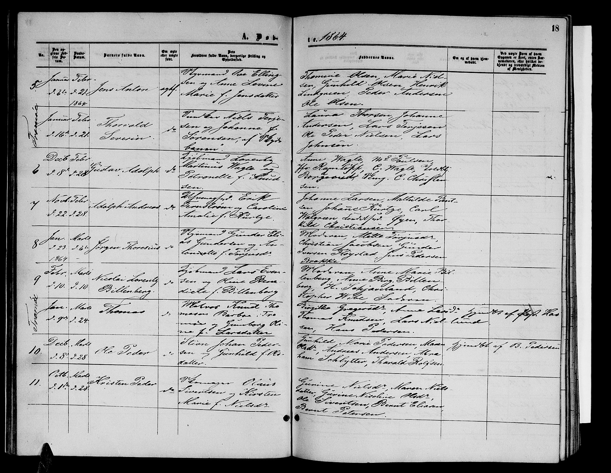 Arendal sokneprestkontor, Trefoldighet, AV/SAK-1111-0040/F/Fb/L0004: Parish register (copy) no. B 4, 1861-1873, p. 18