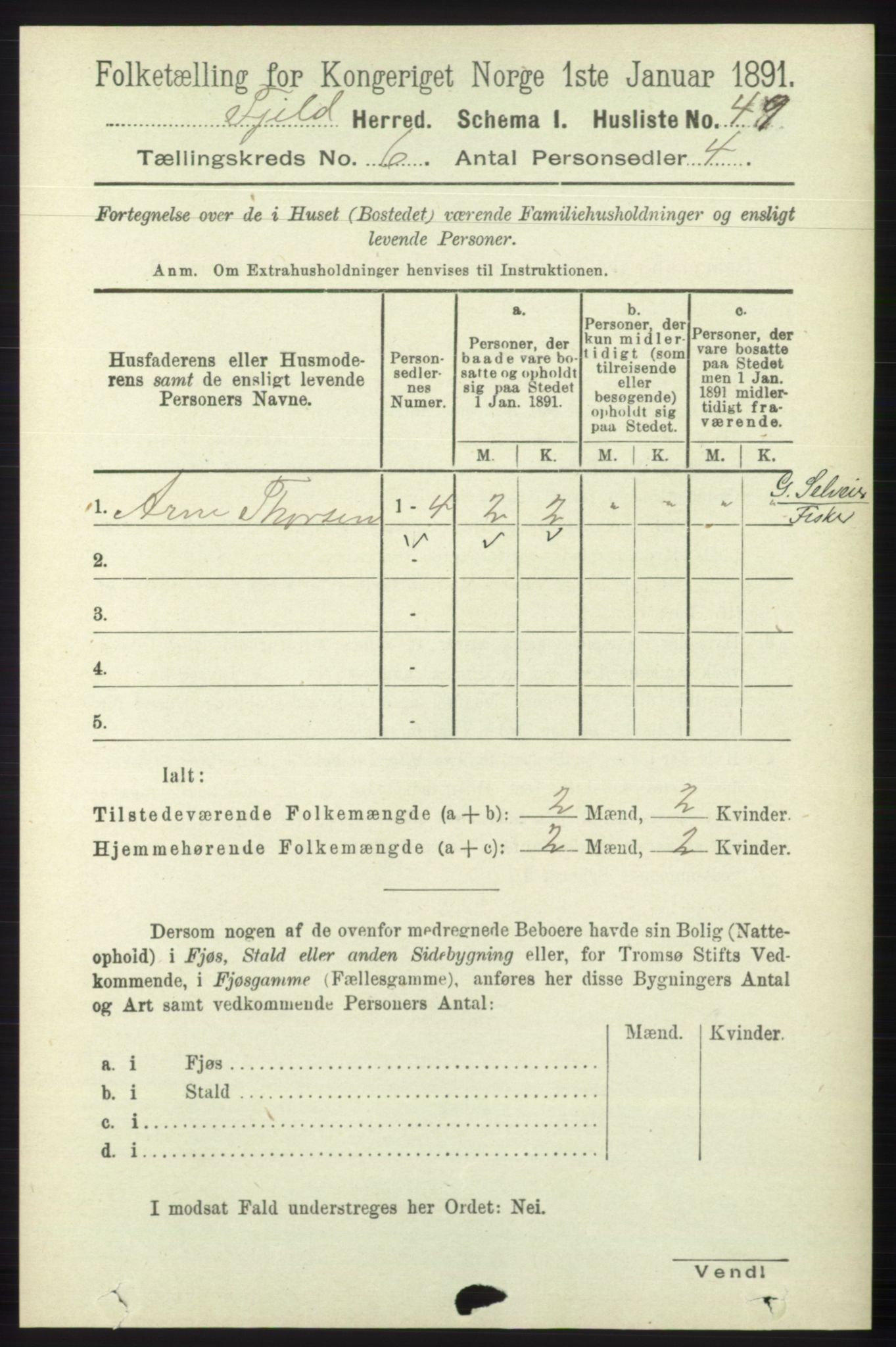 RA, 1891 census for 1246 Fjell, 1891, p. 2989