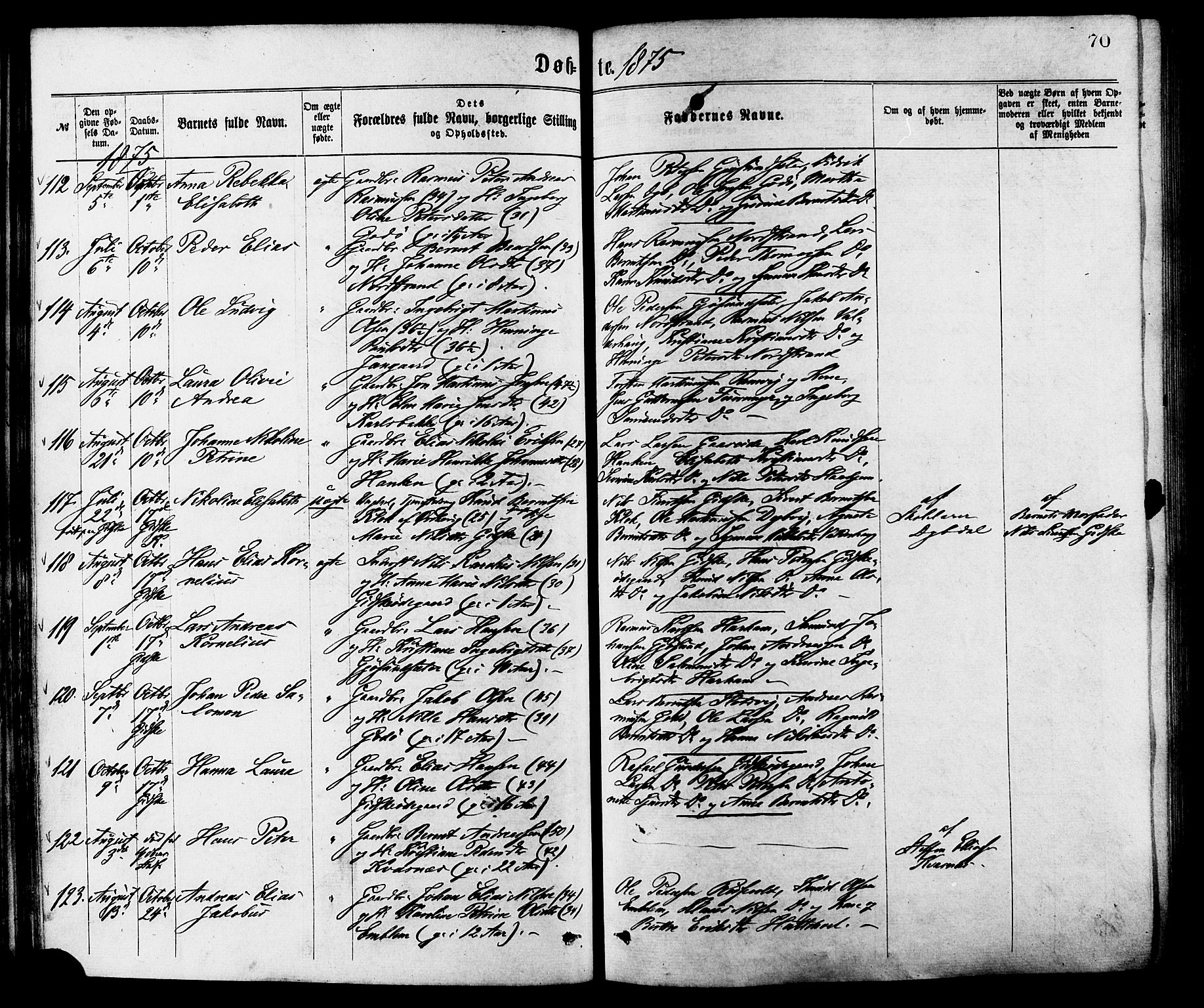 Ministerialprotokoller, klokkerbøker og fødselsregistre - Møre og Romsdal, SAT/A-1454/528/L0400: Parish register (official) no. 528A11, 1871-1879, p. 70