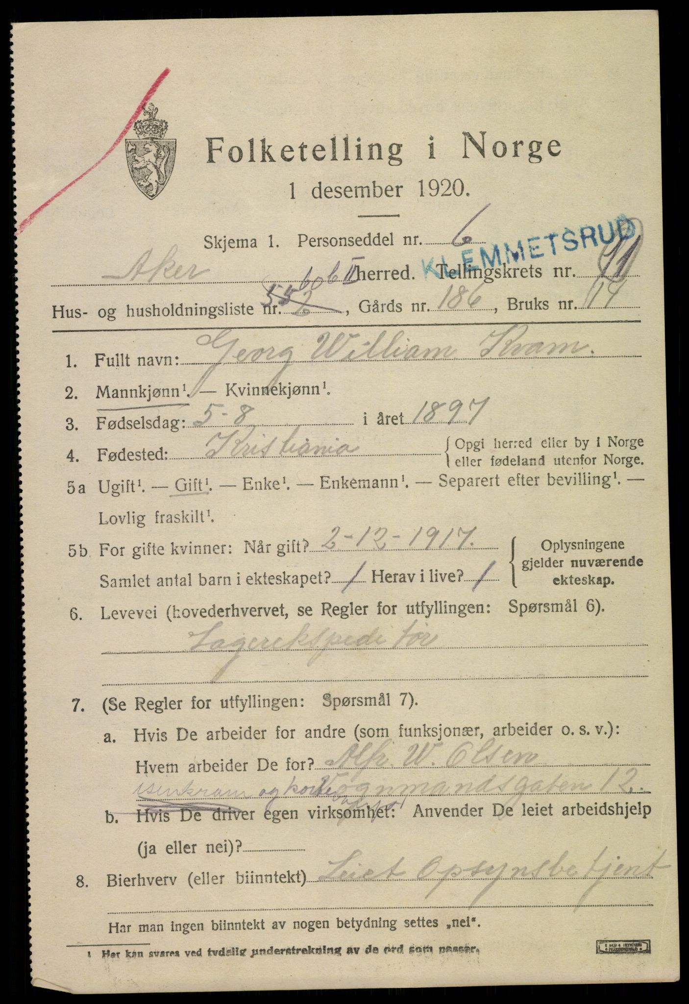 SAO, 1920 census for Aker, 1920, p. 73142