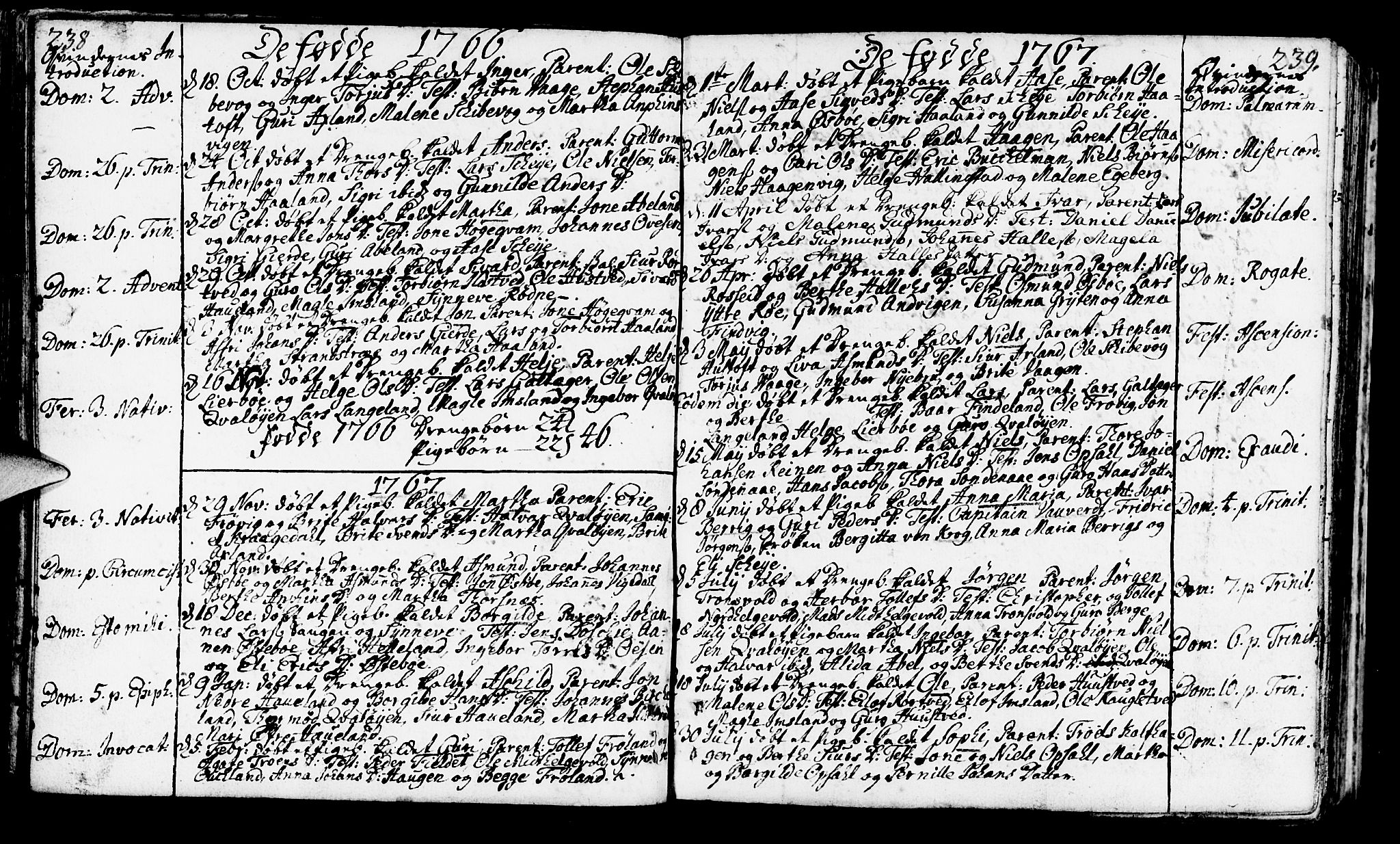 Vikedal sokneprestkontor, AV/SAST-A-101840/01/IV: Parish register (official) no. A 1, 1737-1778, p. 238-239