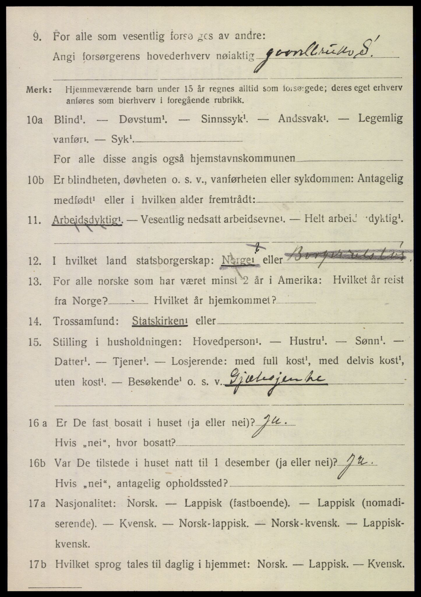 SAT, 1920 census for Nordli, 1920, p. 1426