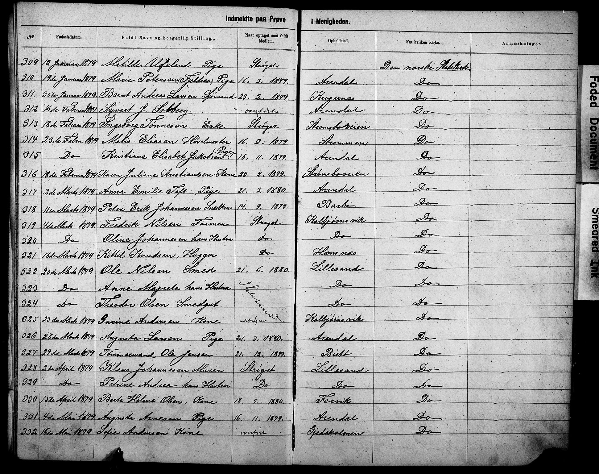 Metodistmenigheten, Arendal, AV/SAK-1292-0011/F/Fa/L0002: Dissenter register no. F-3, 1867-1884