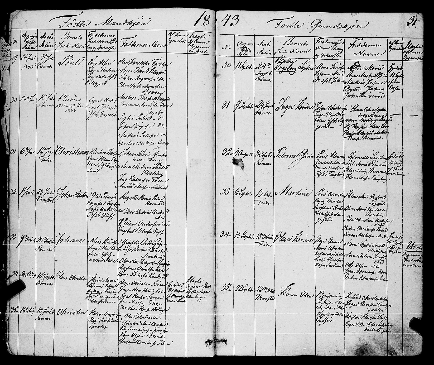 Ramnes kirkebøker, AV/SAKO-A-314/F/Fa/L0005: Parish register (official) no. I 5, 1841-1861, p. 30-31