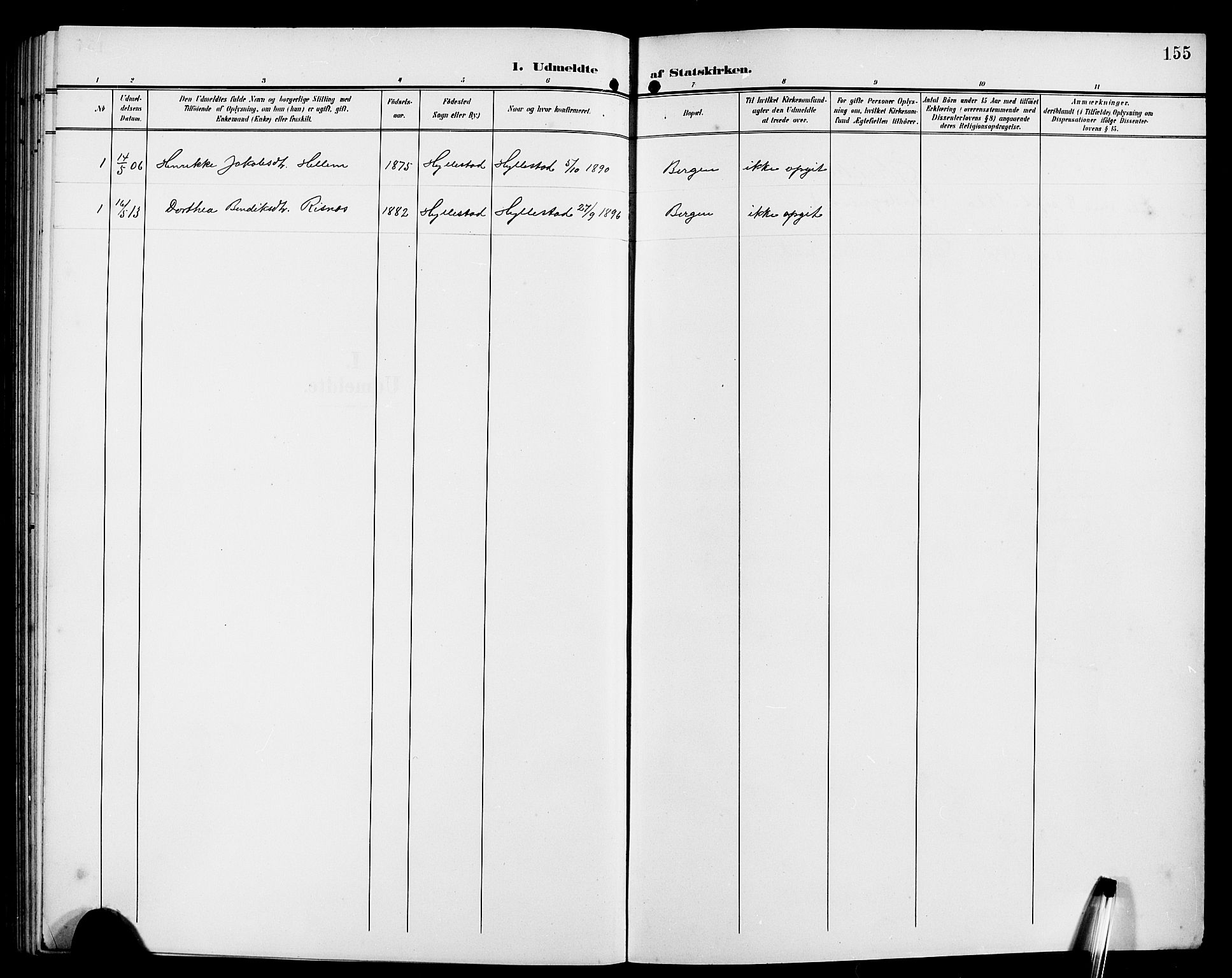 Hyllestad sokneprestembete, SAB/A-80401: Parish register (copy) no. A 3, 1906-1925, p. 155