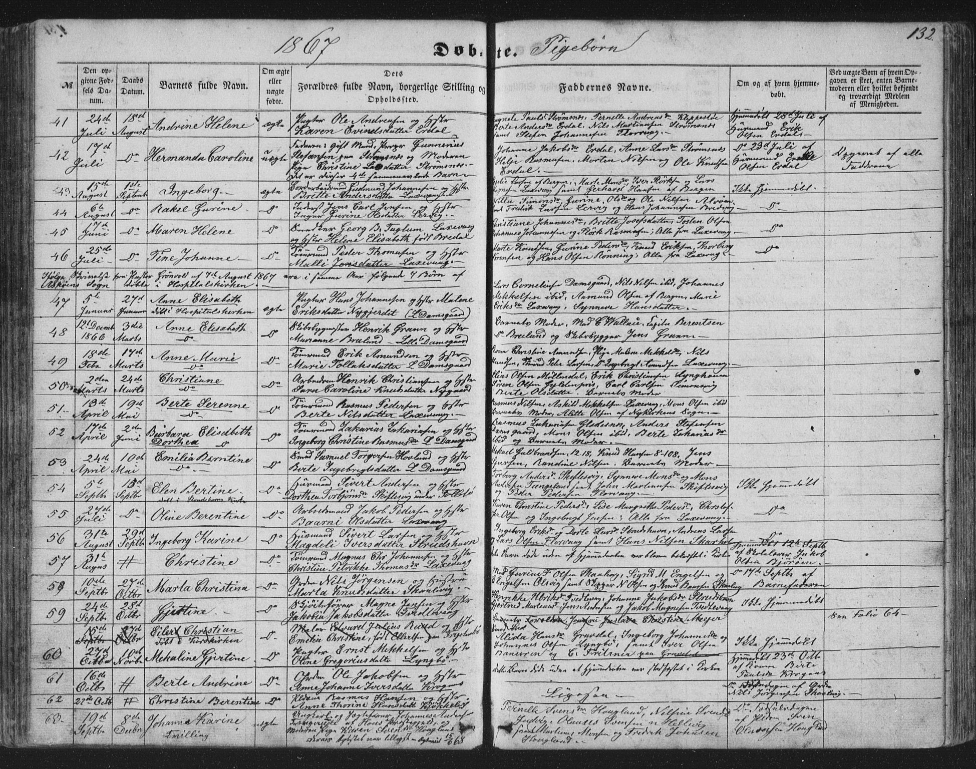 Askøy Sokneprestembete, AV/SAB-A-74101/H/Ha/Hab/Haba/L0005: Parish register (copy) no. A 5, 1857-1871, p. 132