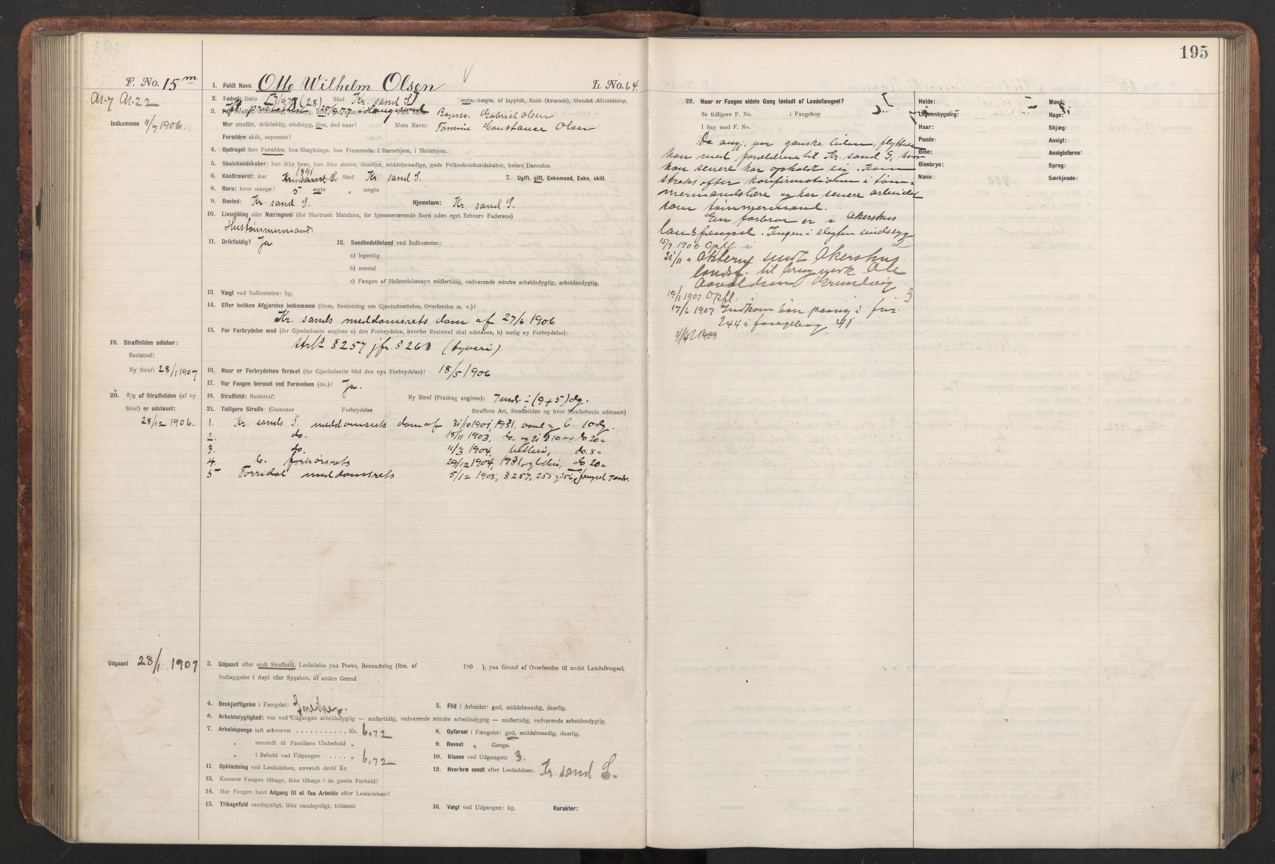 Botsfengslet, AV/RA-S-1539/D/Db/Dbb/L0040: 821l - 171m, 1905-1907, p. 195