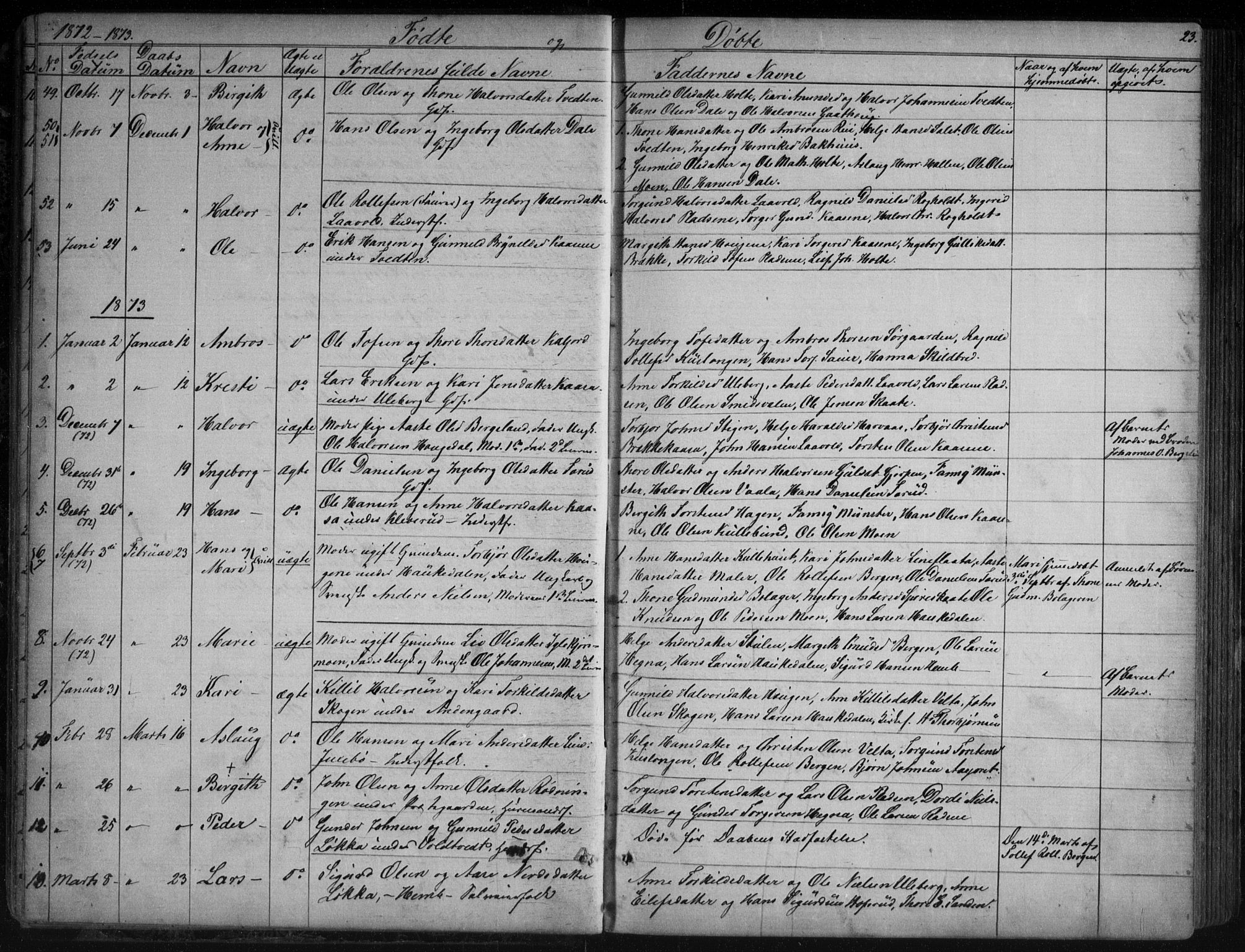Sauherad kirkebøker, AV/SAKO-A-298/G/Ga/L0003: Parish register (copy) no. I 3, 1866-1905, p. 23