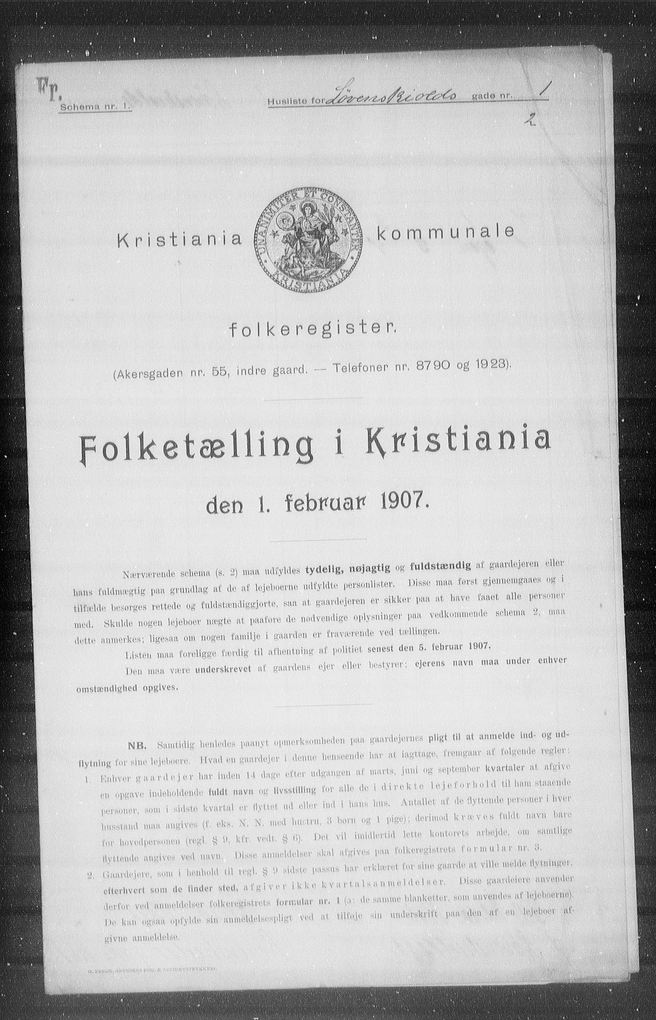 OBA, Municipal Census 1907 for Kristiania, 1907, p. 30065