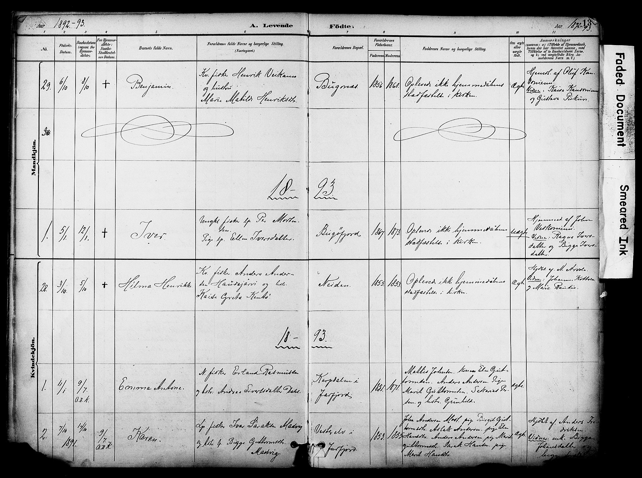 Sør-Varanger sokneprestkontor, SATØ/S-1331/H/Ha/L0004kirke: Parish register (official) no. 4, 1891-1908, p. 13