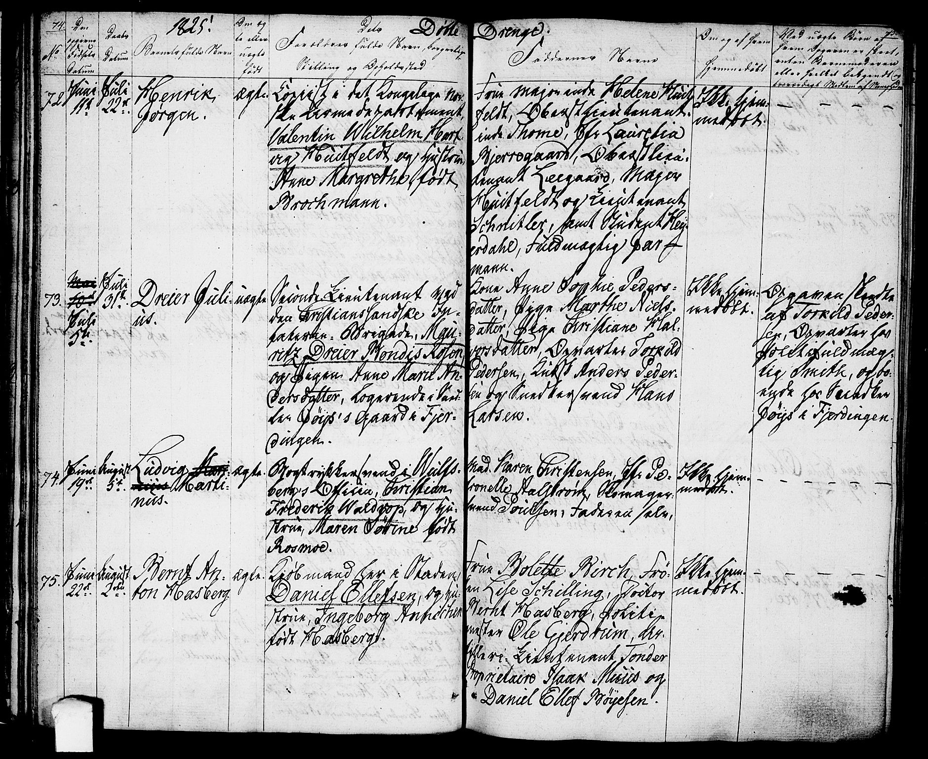Oslo domkirke Kirkebøker, SAO/A-10752/F/Fa/L0010: Parish register (official) no. 10, 1824-1830, p. 74-75
