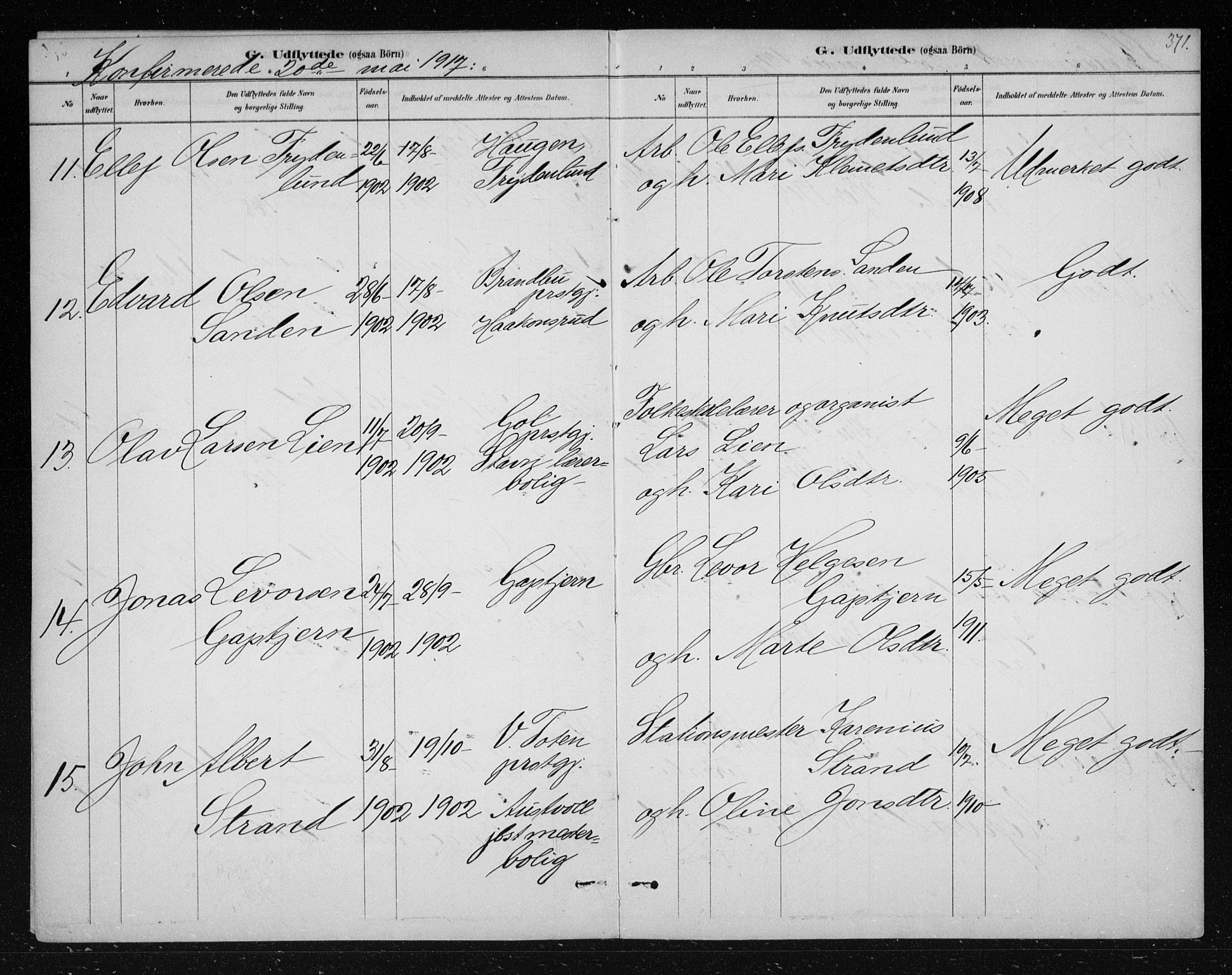 Nes kirkebøker, SAKO/A-236/F/Fa/L0012: Parish register (official) no. 12, 1881-1917, p. 371