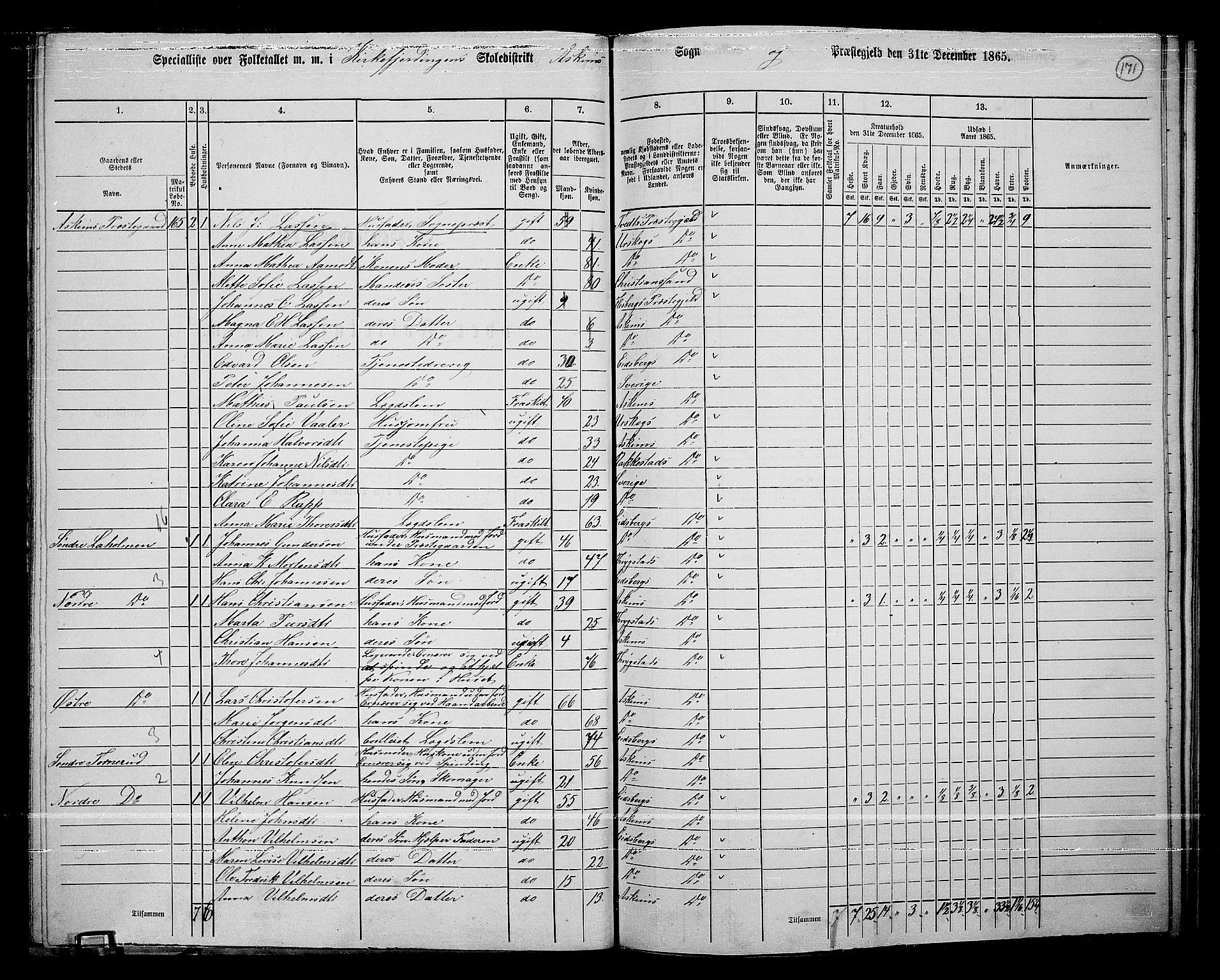 RA, 1865 census for Askim, 1865, p. 34