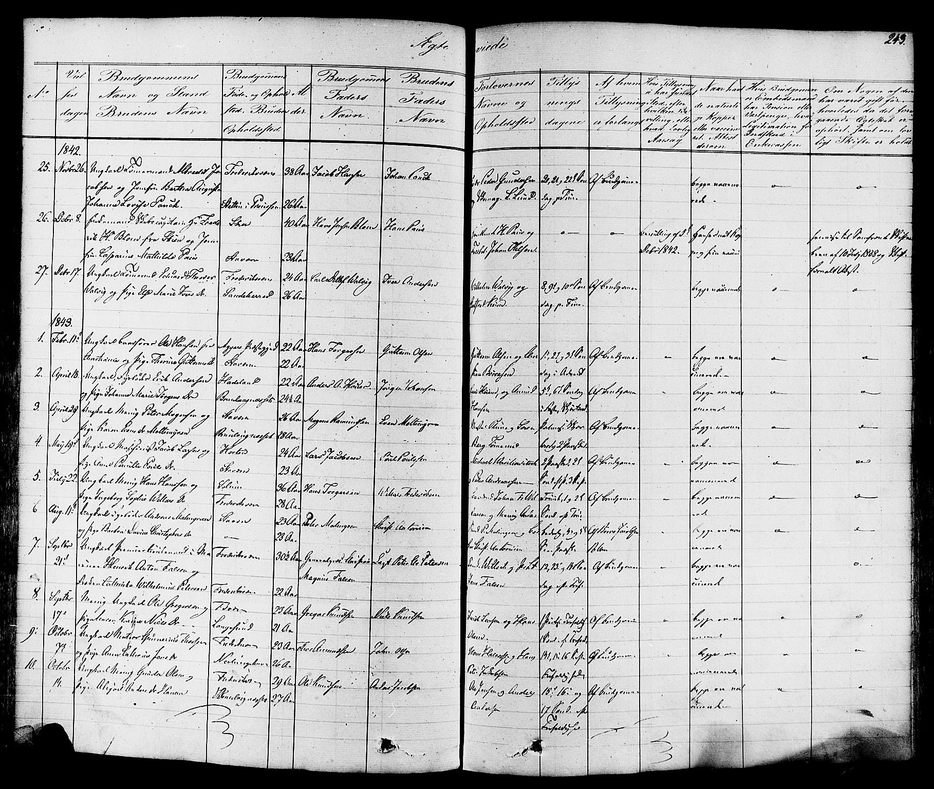 Stavern kirkebøker, AV/SAKO-A-318/F/Fa/L0007: Parish register (official) no. 7, 1840-1877, p. 243