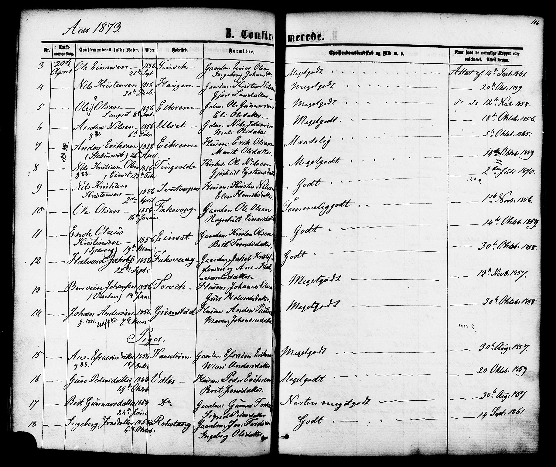 Ministerialprotokoller, klokkerbøker og fødselsregistre - Møre og Romsdal, AV/SAT-A-1454/587/L0999: Parish register (official) no. 587A01, 1864-1886, p. 106