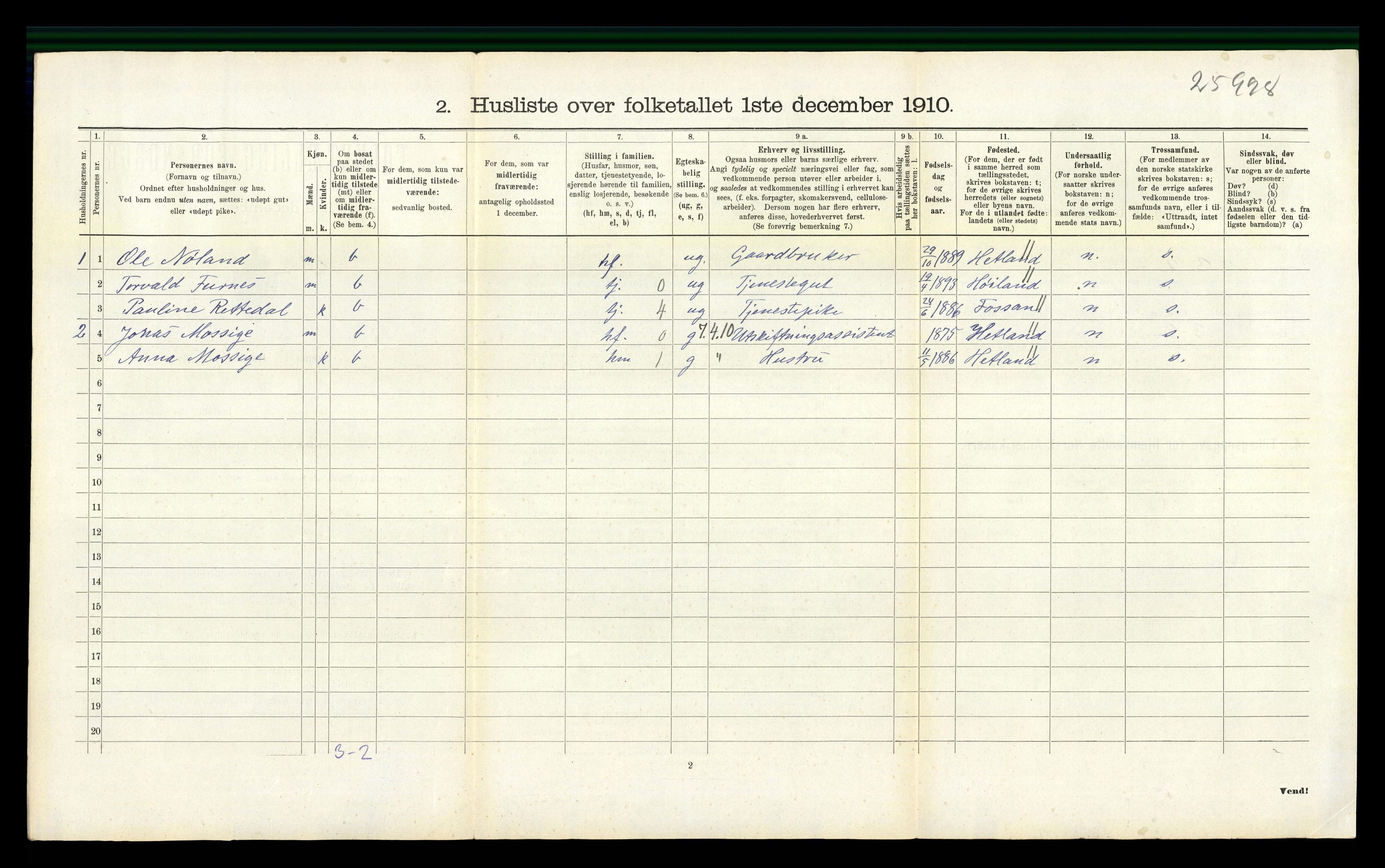 RA, 1910 census for Lier, 1910, p. 855