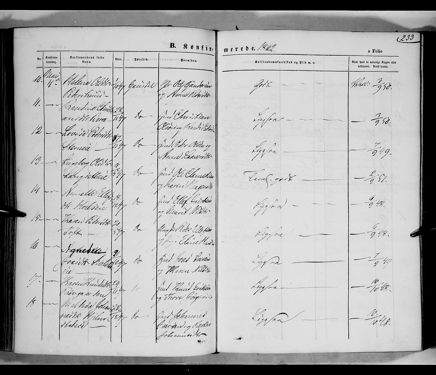 Gausdal prestekontor, SAH/PREST-090/H/Ha/Haa/L0009: Parish register (official) no. 9, 1862-1873, p. 233