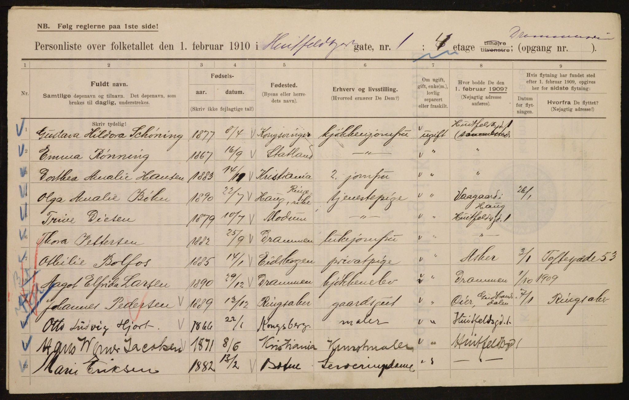 OBA, Municipal Census 1910 for Kristiania, 1910, p. 40729