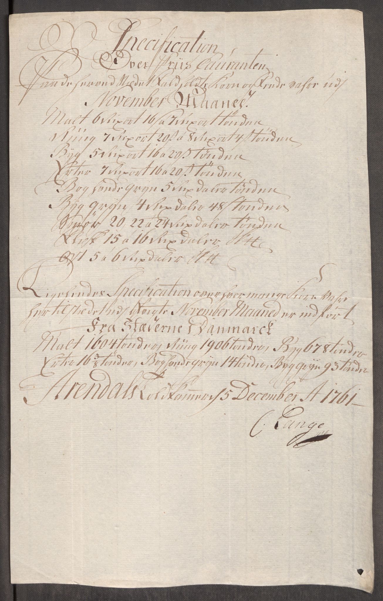 Rentekammeret inntil 1814, Realistisk ordnet avdeling, AV/RA-EA-4070/Oe/L0007: [Ø1]: Priskuranter, 1761-1763, p. 238