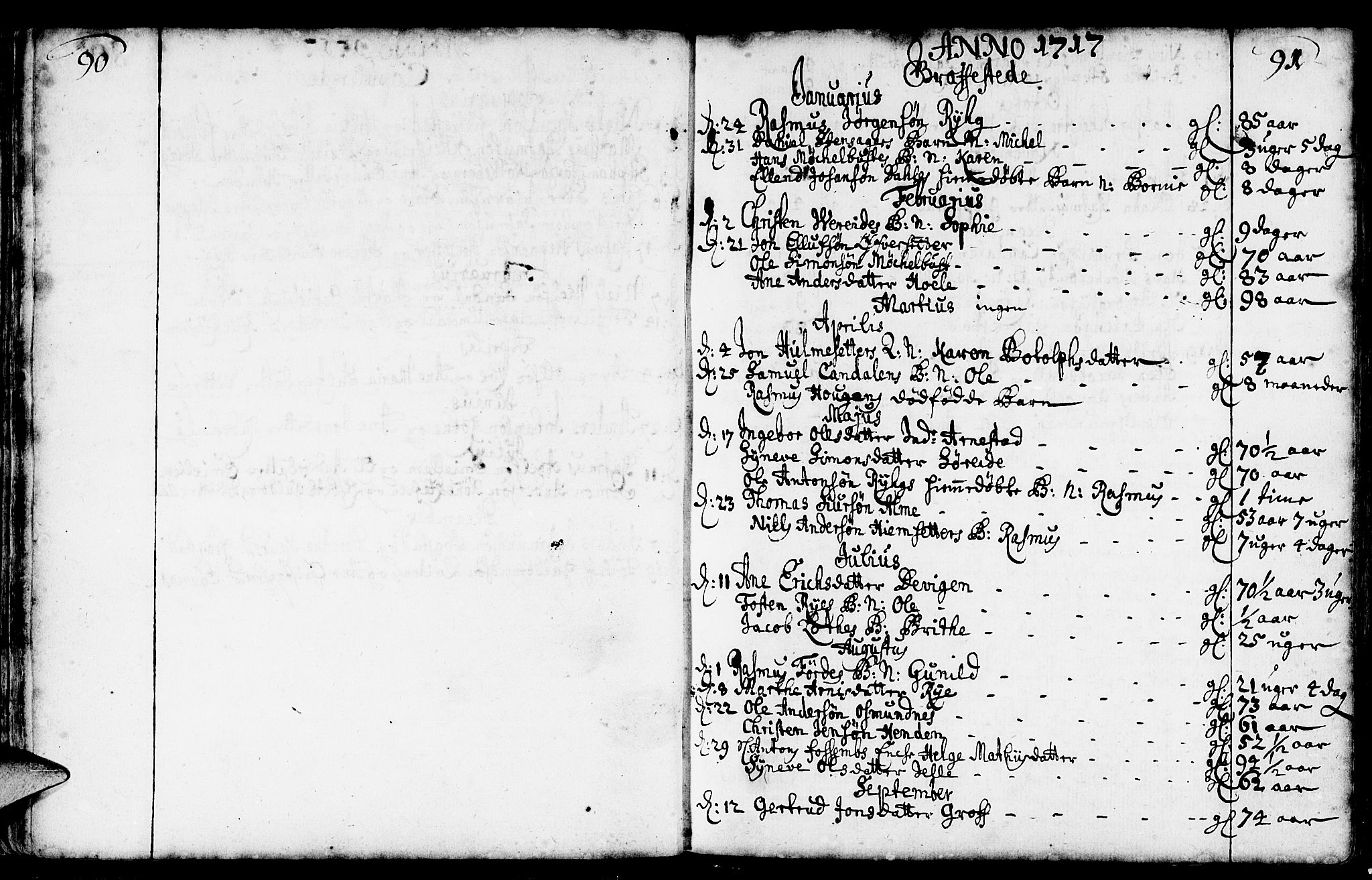 Gloppen sokneprestembete, AV/SAB-A-80101/H/Haa/Haaa/L0002: Parish register (official) no. A 2, 1712-1735, p. 90-91