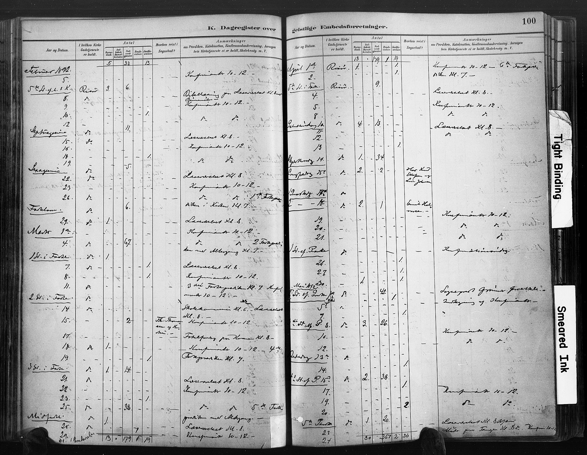 Risør sokneprestkontor, SAK/1111-0035/F/Fa/L0006: Parish register (official) no. A 6, 1883-1908, p. 100