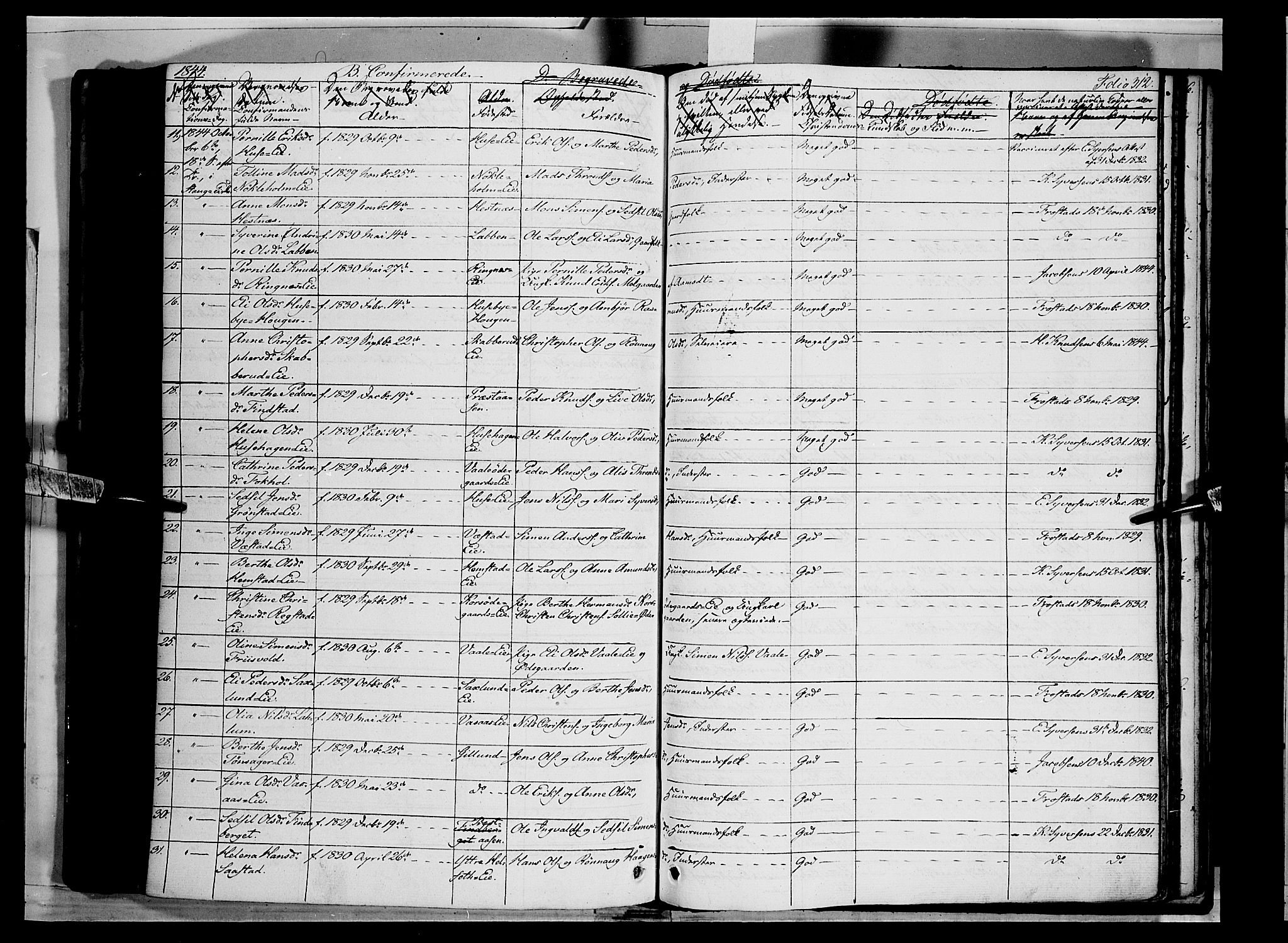 Stange prestekontor, AV/SAH-PREST-002/K/L0010: Parish register (official) no. 10, 1835-1845, p. 312