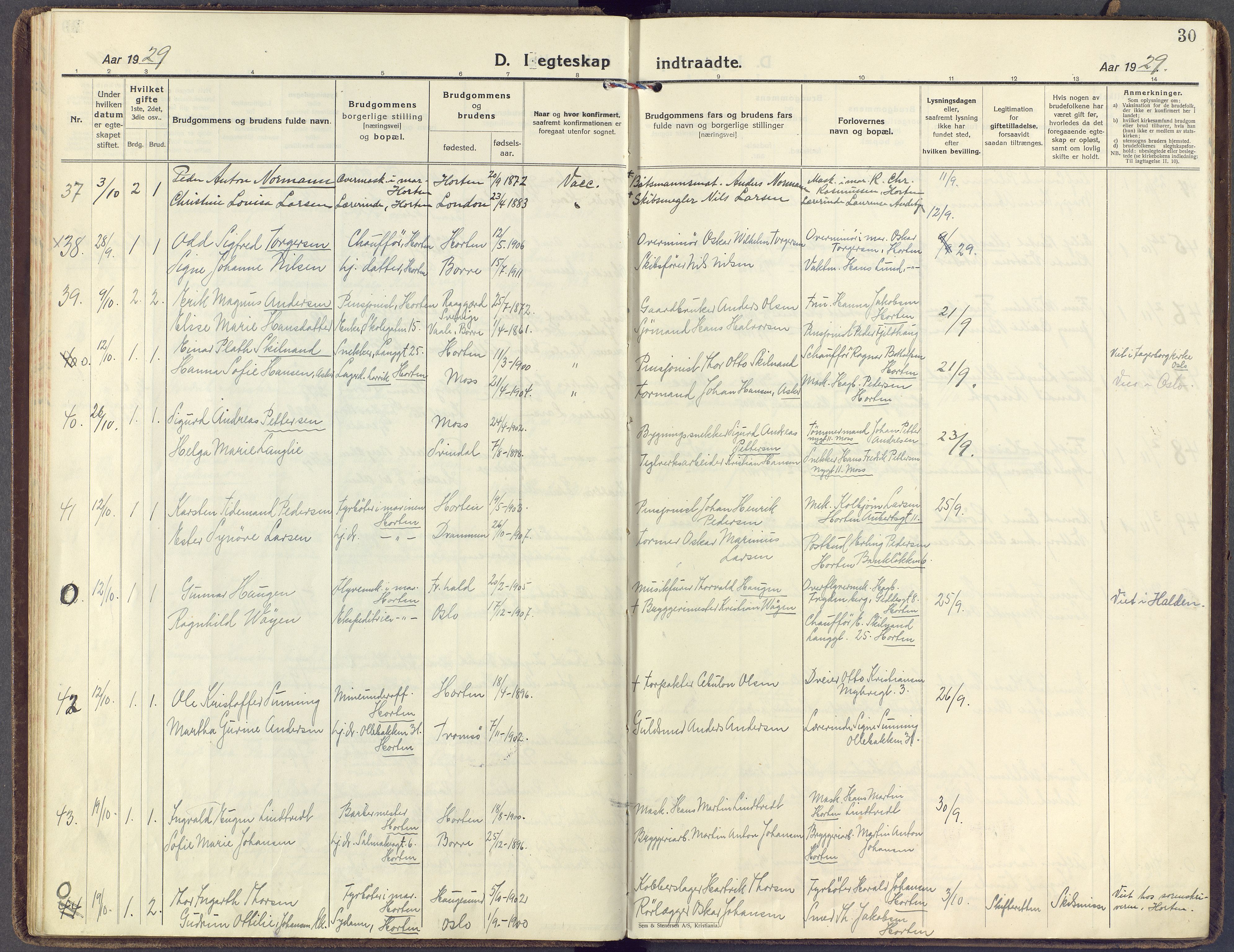 Horten kirkebøker, AV/SAKO-A-348/F/Fa/L0009: Parish register (official) no. 9, 1925-1936, p. 30