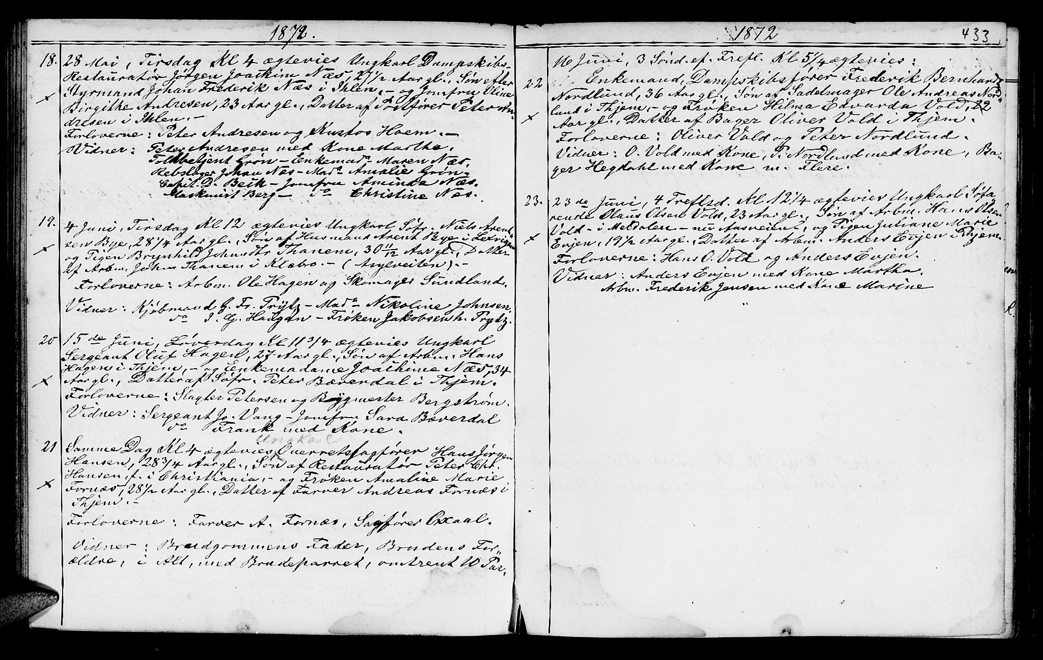 Ministerialprotokoller, klokkerbøker og fødselsregistre - Sør-Trøndelag, SAT/A-1456/602/L0140: Parish register (copy) no. 602C08, 1864-1872, p. 432-433