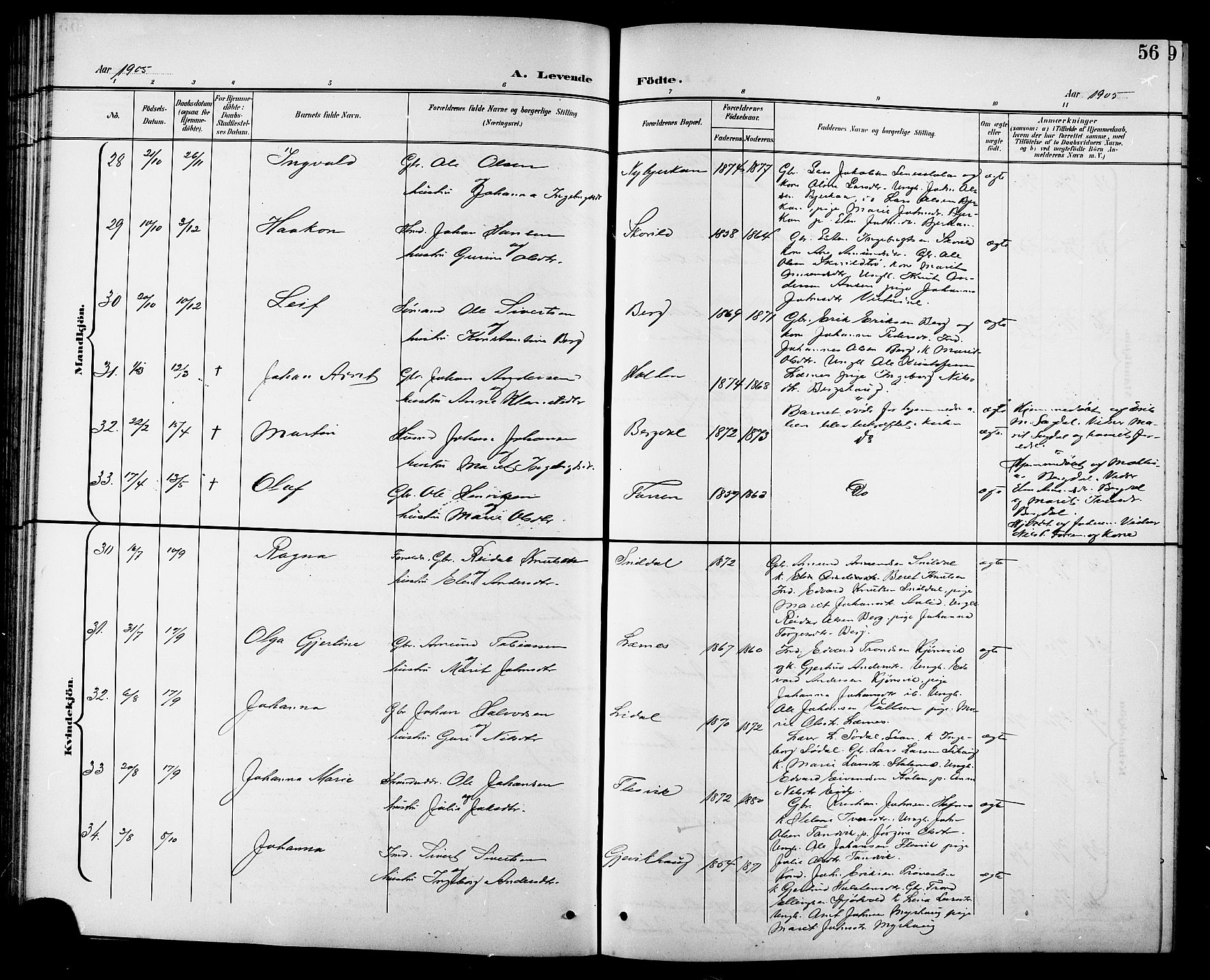 Ministerialprotokoller, klokkerbøker og fødselsregistre - Sør-Trøndelag, SAT/A-1456/630/L0505: Parish register (copy) no. 630C03, 1899-1914, p. 56
