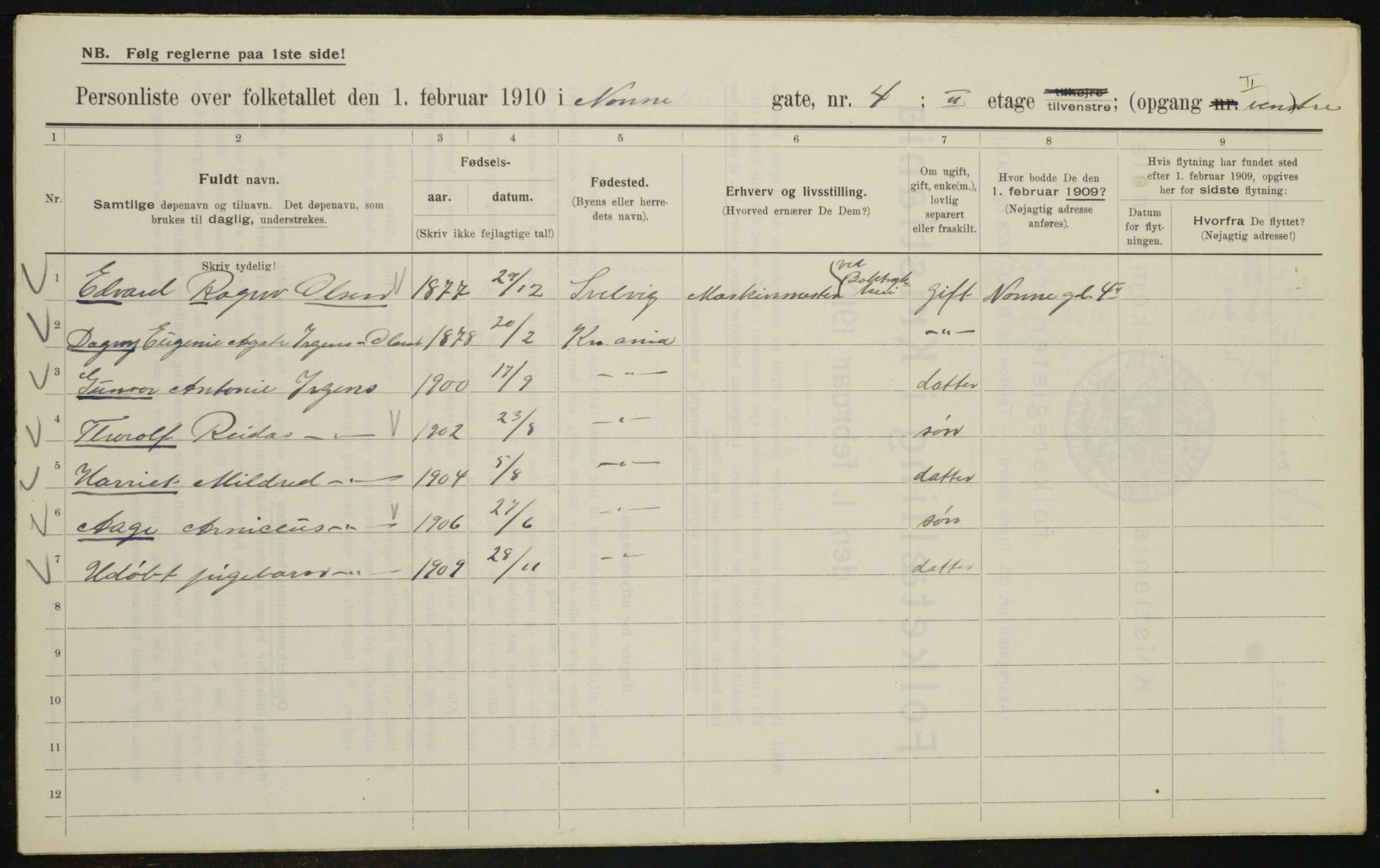 OBA, Municipal Census 1910 for Kristiania, 1910, p. 68924