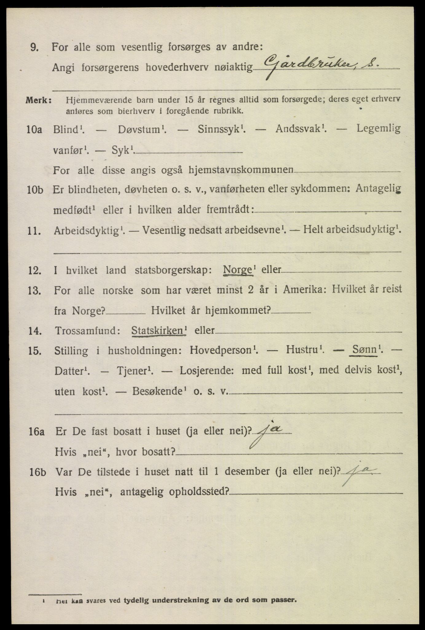 SAK, 1920 census for Sør-Audnedal, 1920, p. 1824