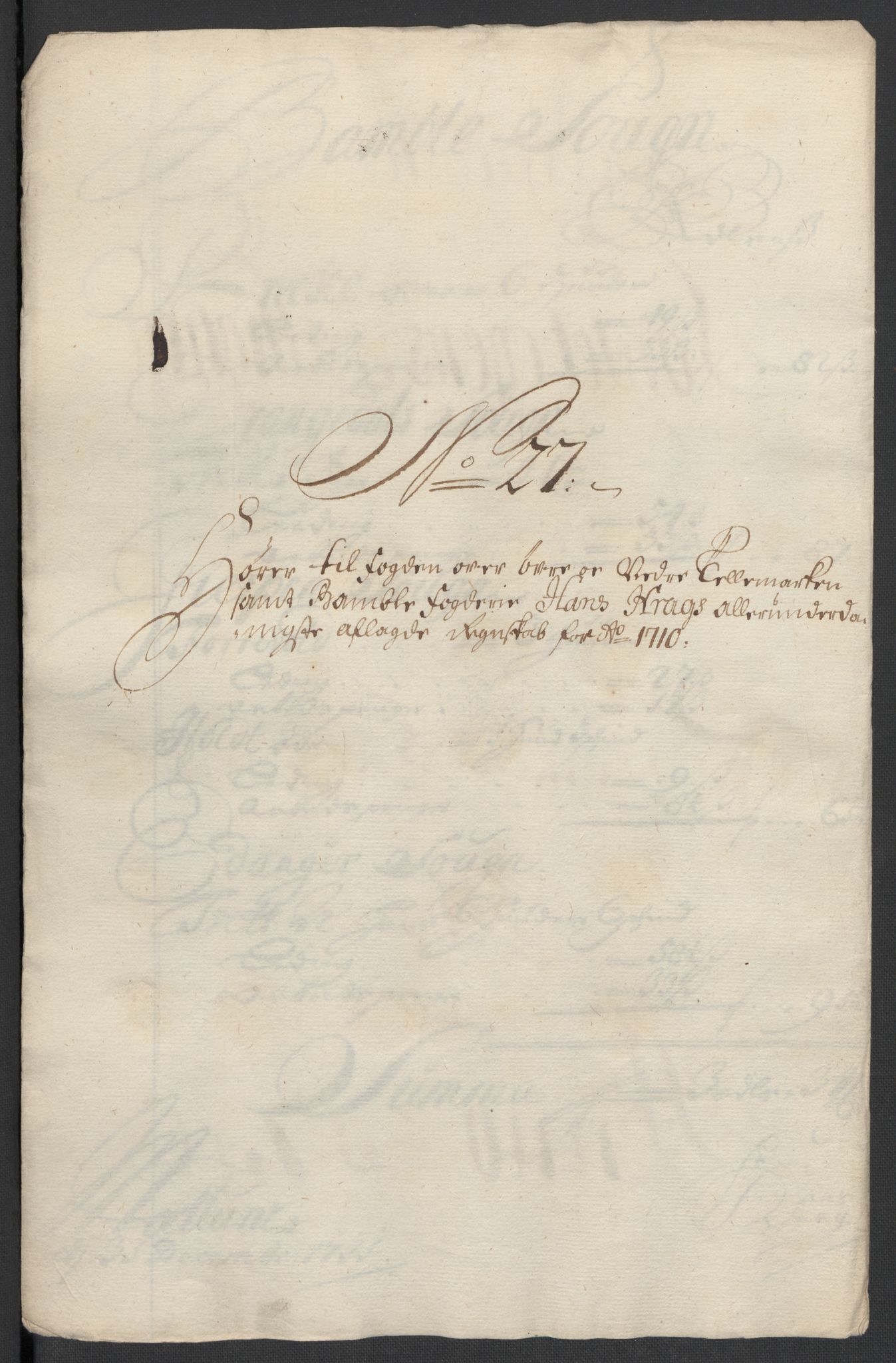 Rentekammeret inntil 1814, Reviderte regnskaper, Fogderegnskap, AV/RA-EA-4092/R36/L2119: Fogderegnskap Øvre og Nedre Telemark og Bamble, 1710, p. 151