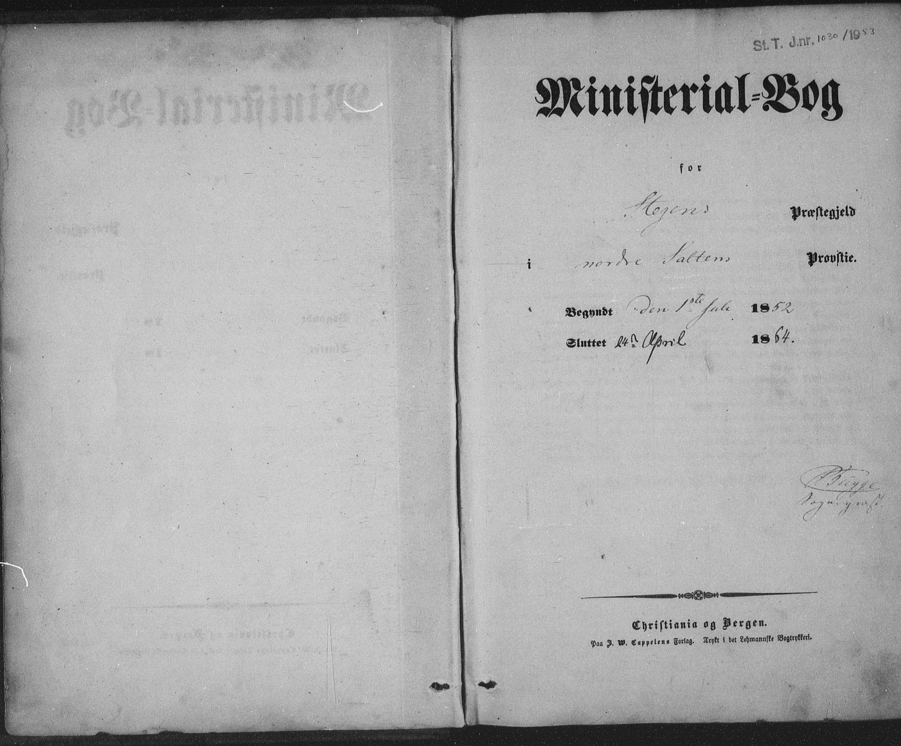 Ministerialprotokoller, klokkerbøker og fødselsregistre - Nordland, AV/SAT-A-1459/855/L0800: Parish register (official) no. 855A08, 1852-1864